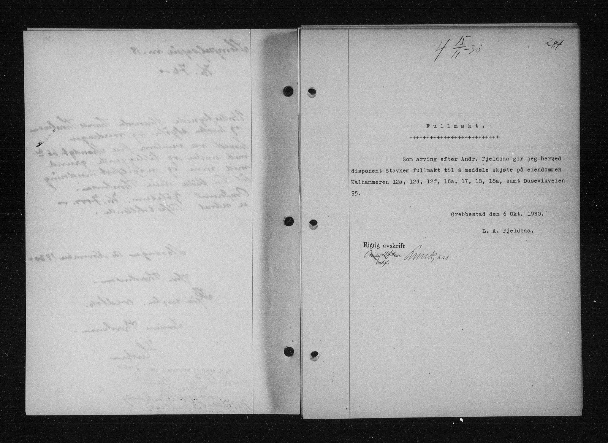 Stavanger byfogd, SAST/A-101408/001/4/41/410/410BB/L0058: Mortgage book no. 48, 1930-1931, Deed date: 15.11.1930