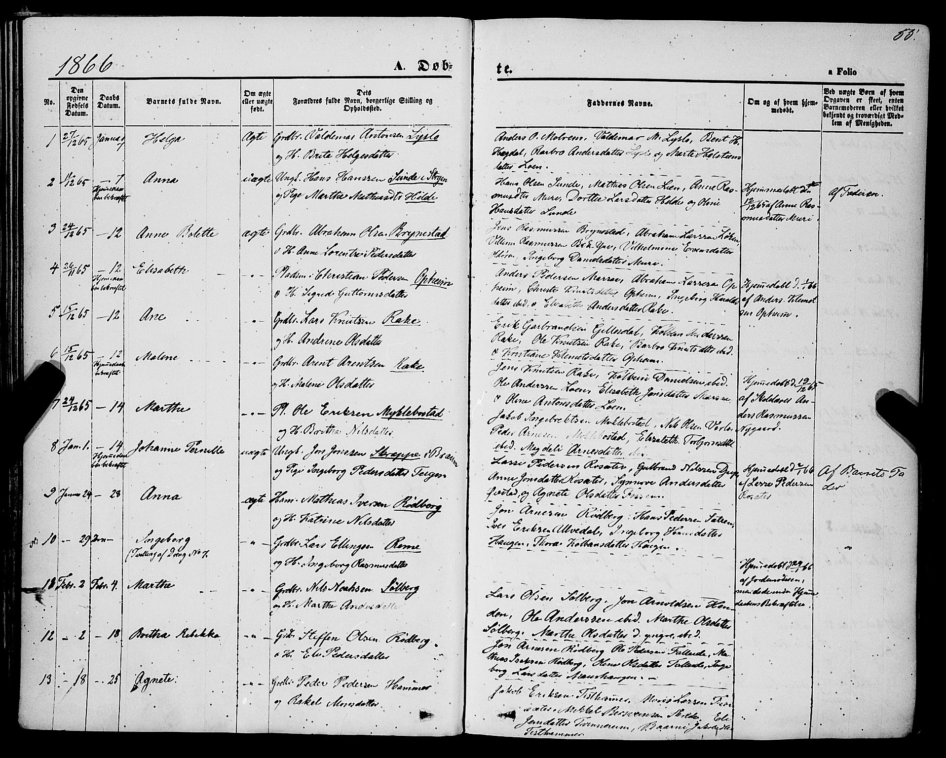 Innvik sokneprestembete, AV/SAB-A-80501: Parish register (official) no. A 6, 1865-1878, p. 55