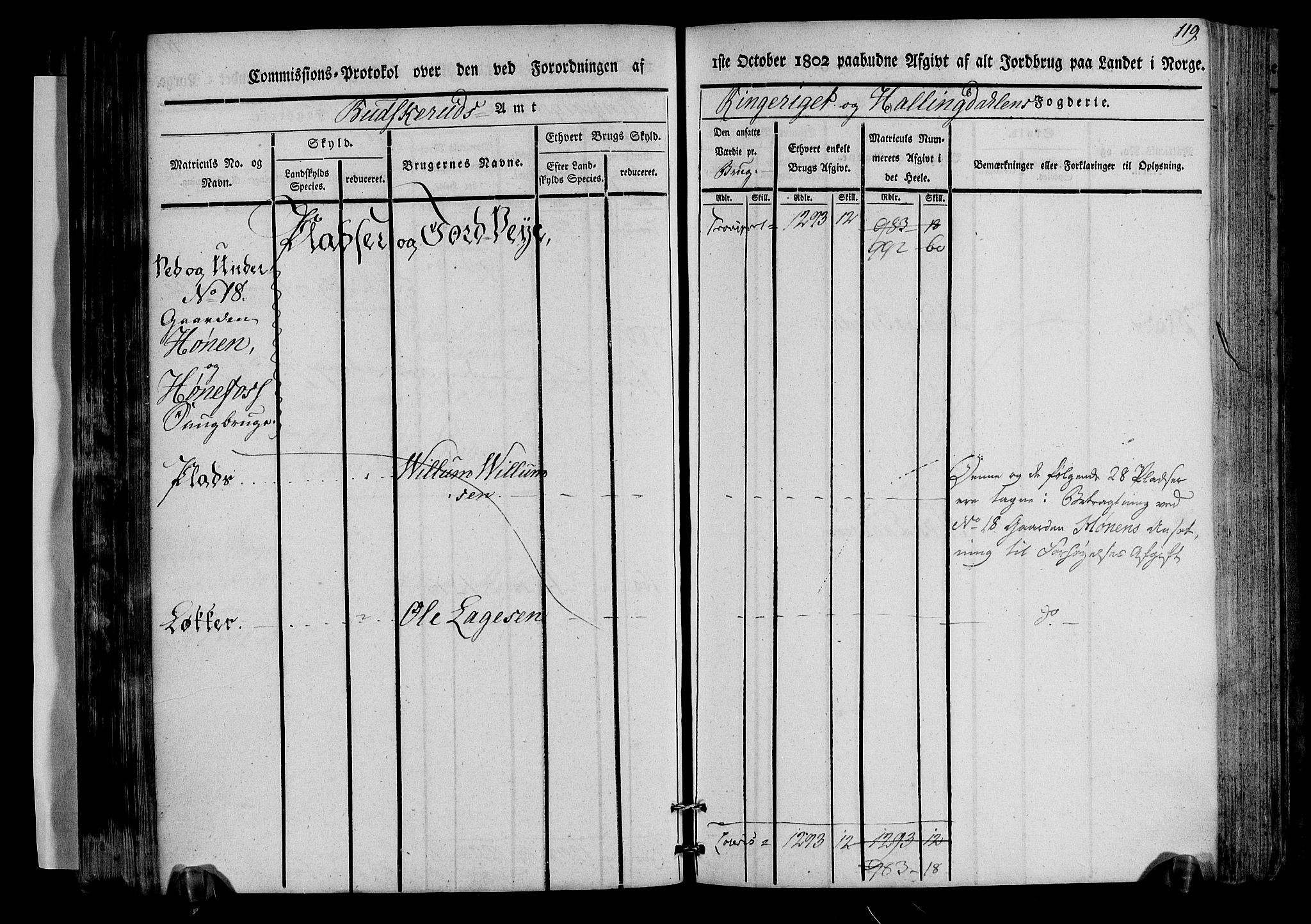 Rentekammeret inntil 1814, Realistisk ordnet avdeling, AV/RA-EA-4070/N/Ne/Nea/L0045: Ringerike og Hallingdal fogderi. Kommisjonsprotokoll for Norderhov prestegjeld, 1803, p. 122