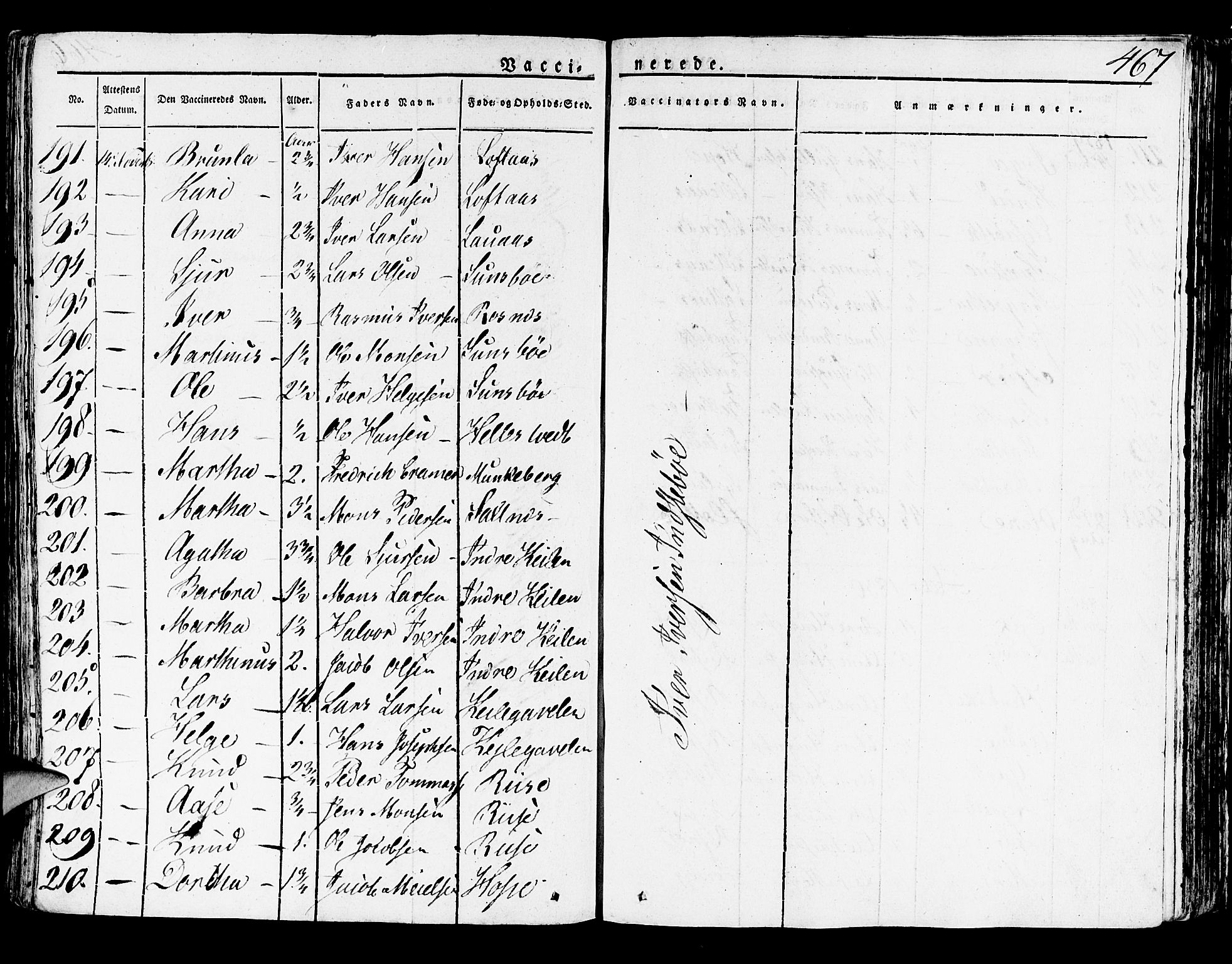 Lindås Sokneprestembete, AV/SAB-A-76701/H/Haa/Haaa/L0008: Parish register (official) no. A 8, 1823-1836, p. 467