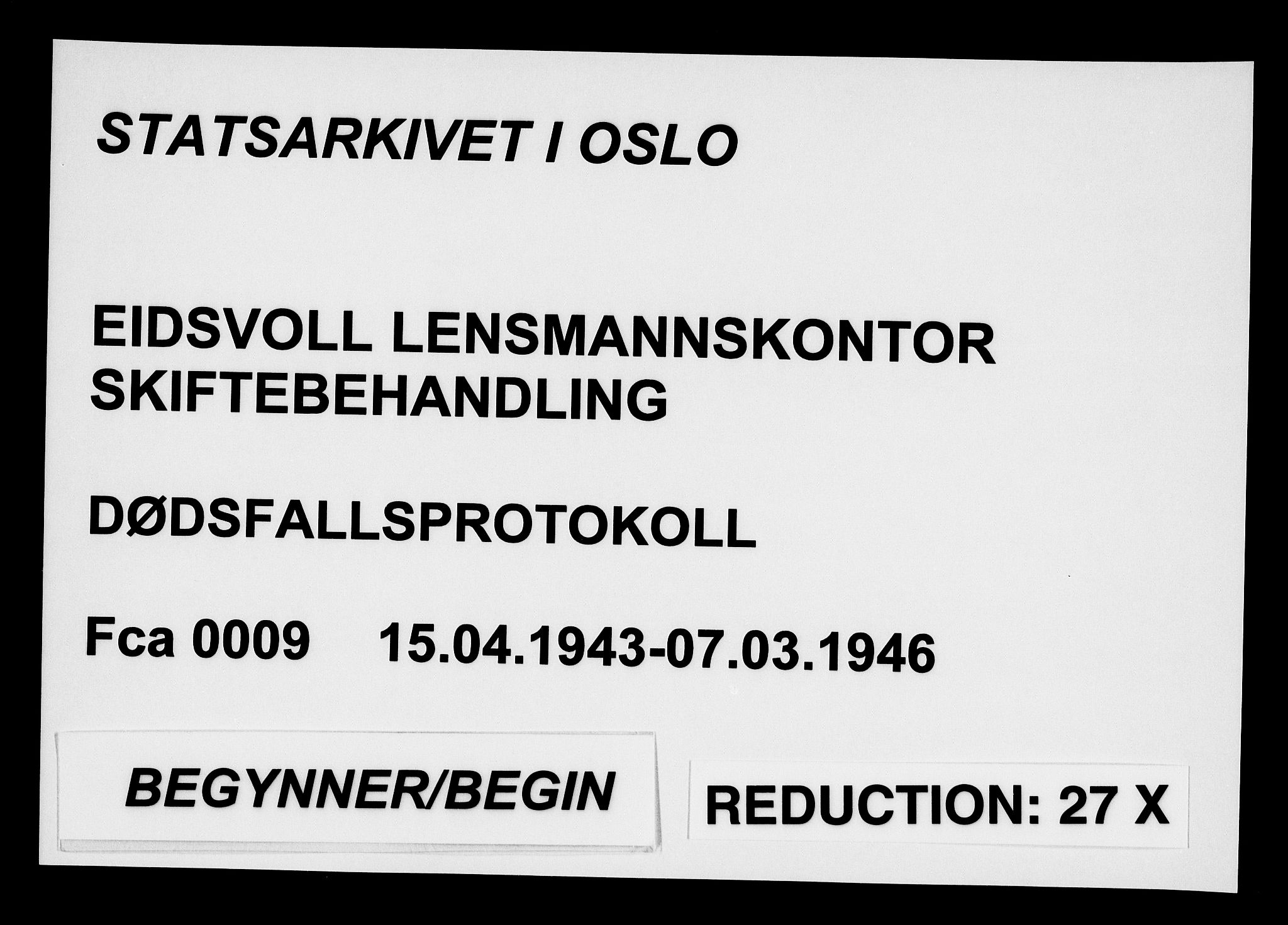 Eidsvoll lensmannskontor, SAO/A-10266a/H/Ha/Haa/L0009: Dødsfallprotokoll, 1943-1946