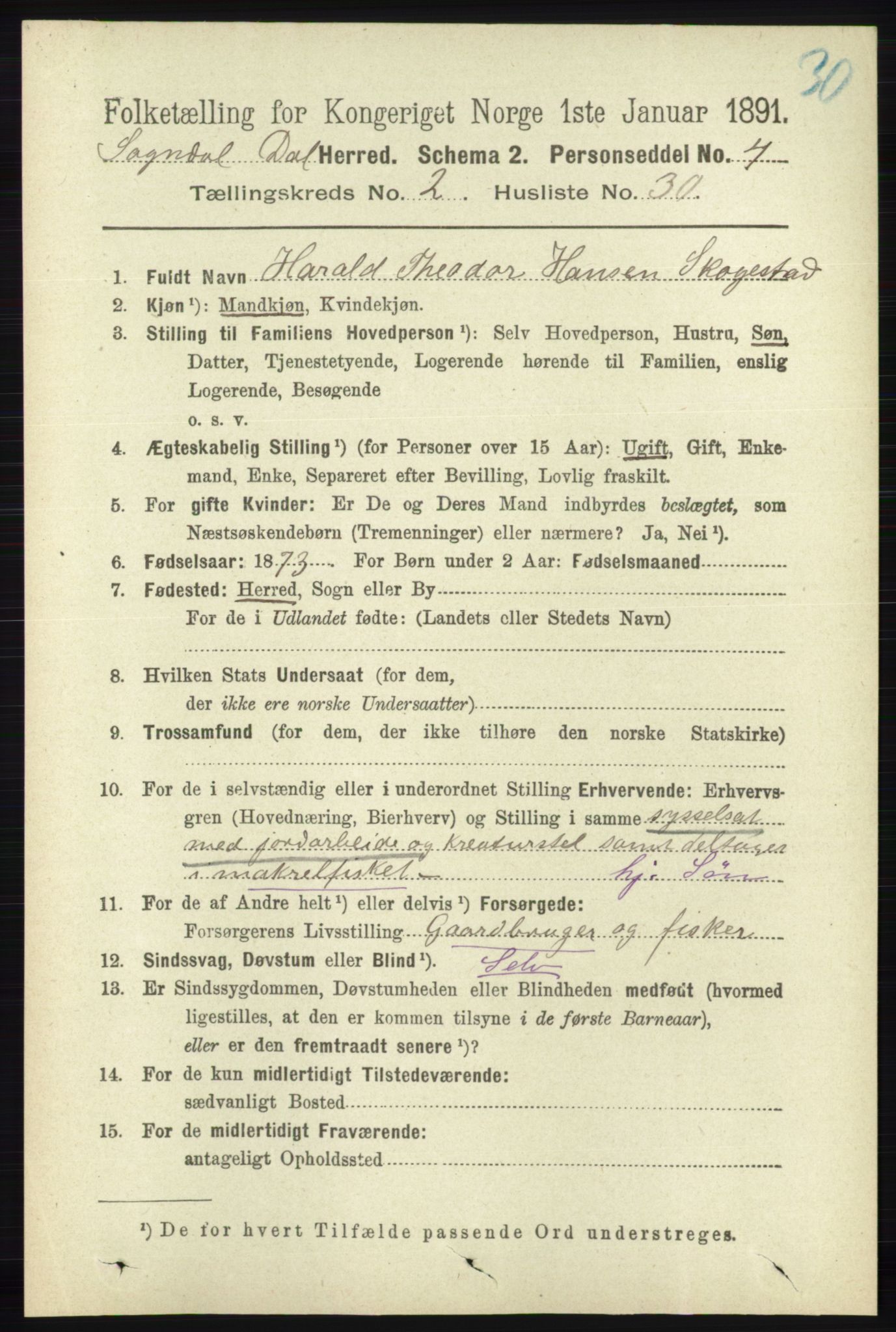 RA, 1891 census for 1111 Sokndal, 1891, p. 651