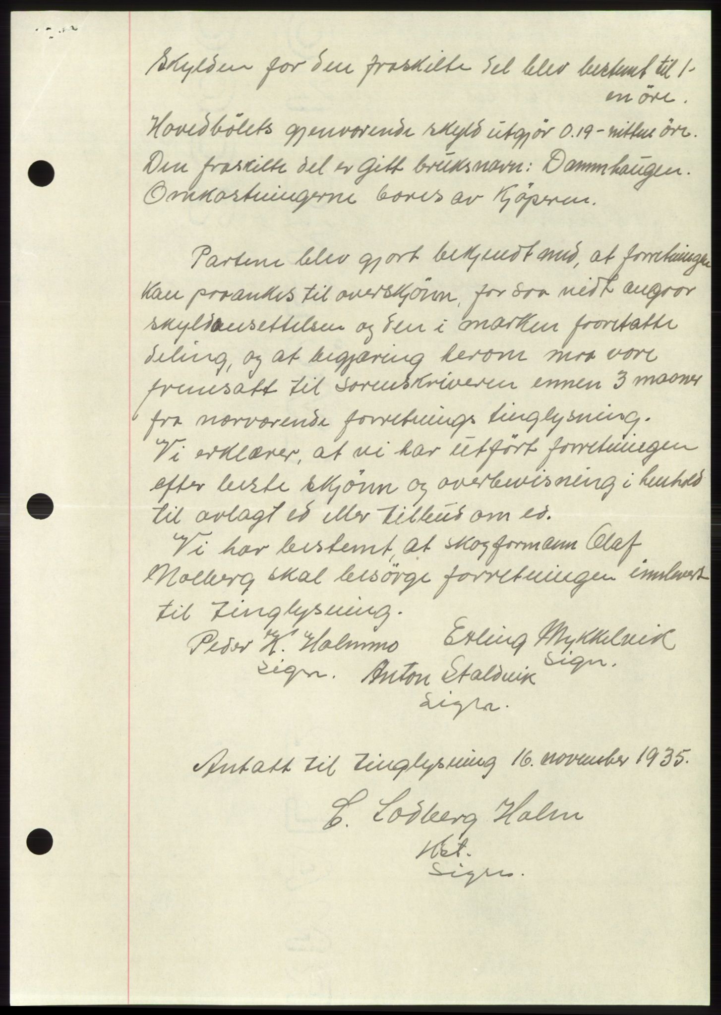 Namdal sorenskriveri, AV/SAT-A-4133/1/2/2C: Mortgage book no. -, 1935-1936, Deed date: 16.11.1935