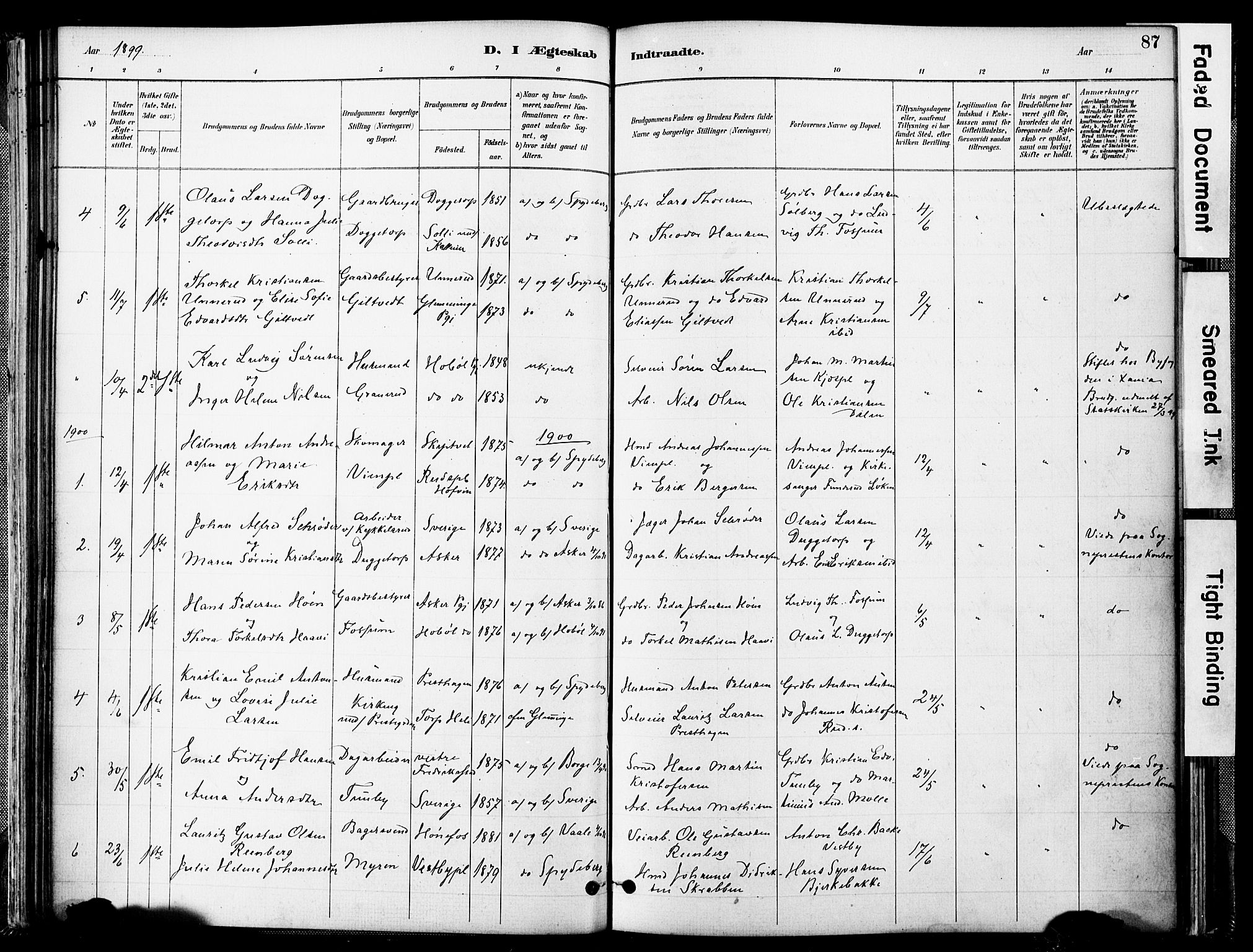 Spydeberg prestekontor Kirkebøker, SAO/A-10924/F/Fa/L0008: Parish register (official) no. I 8, 1886-1900, p. 87