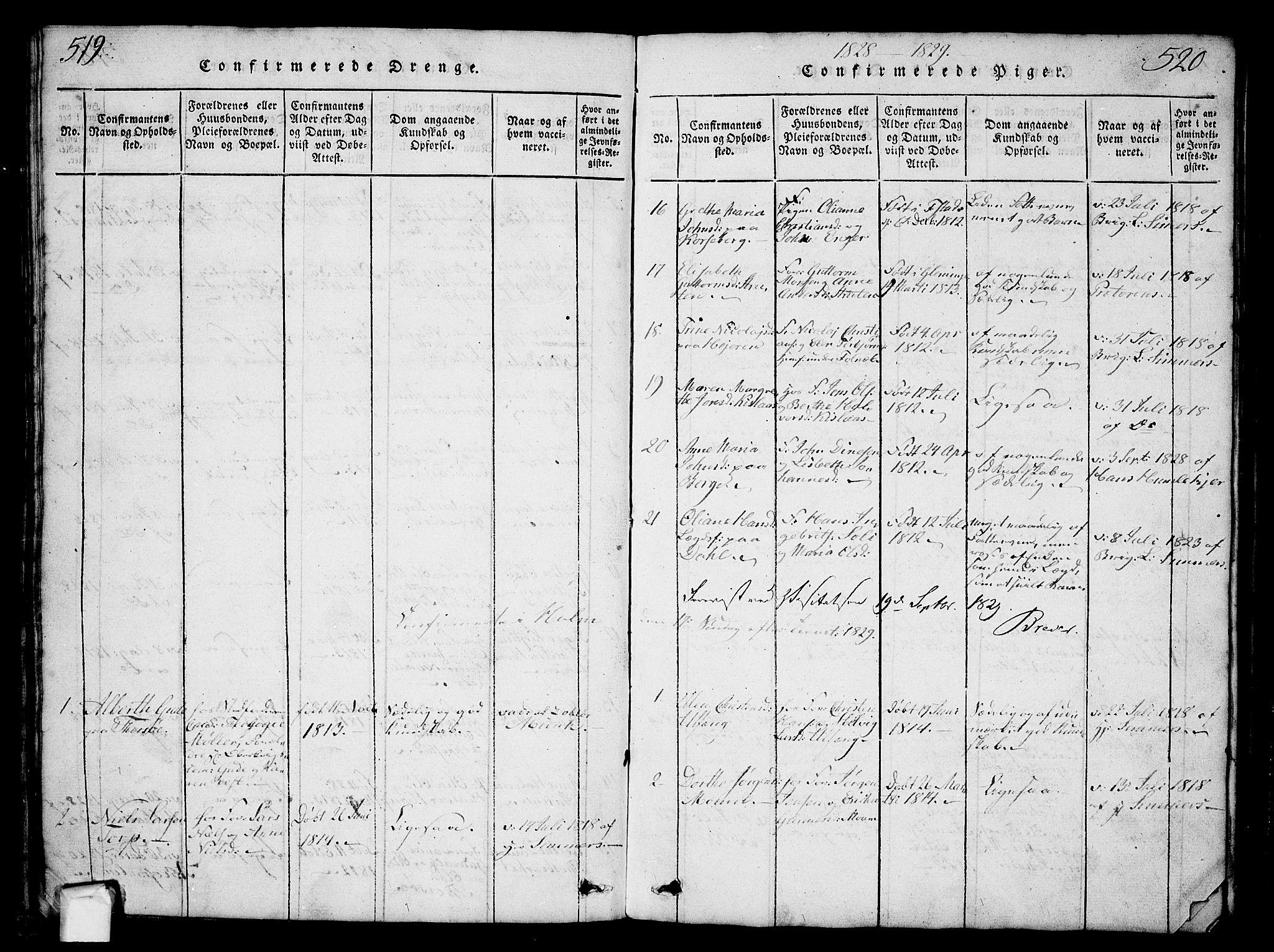 Borge prestekontor Kirkebøker, AV/SAO-A-10903/G/Ga/L0001: Parish register (copy) no.  I 1, 1815-1835, p. 519-520