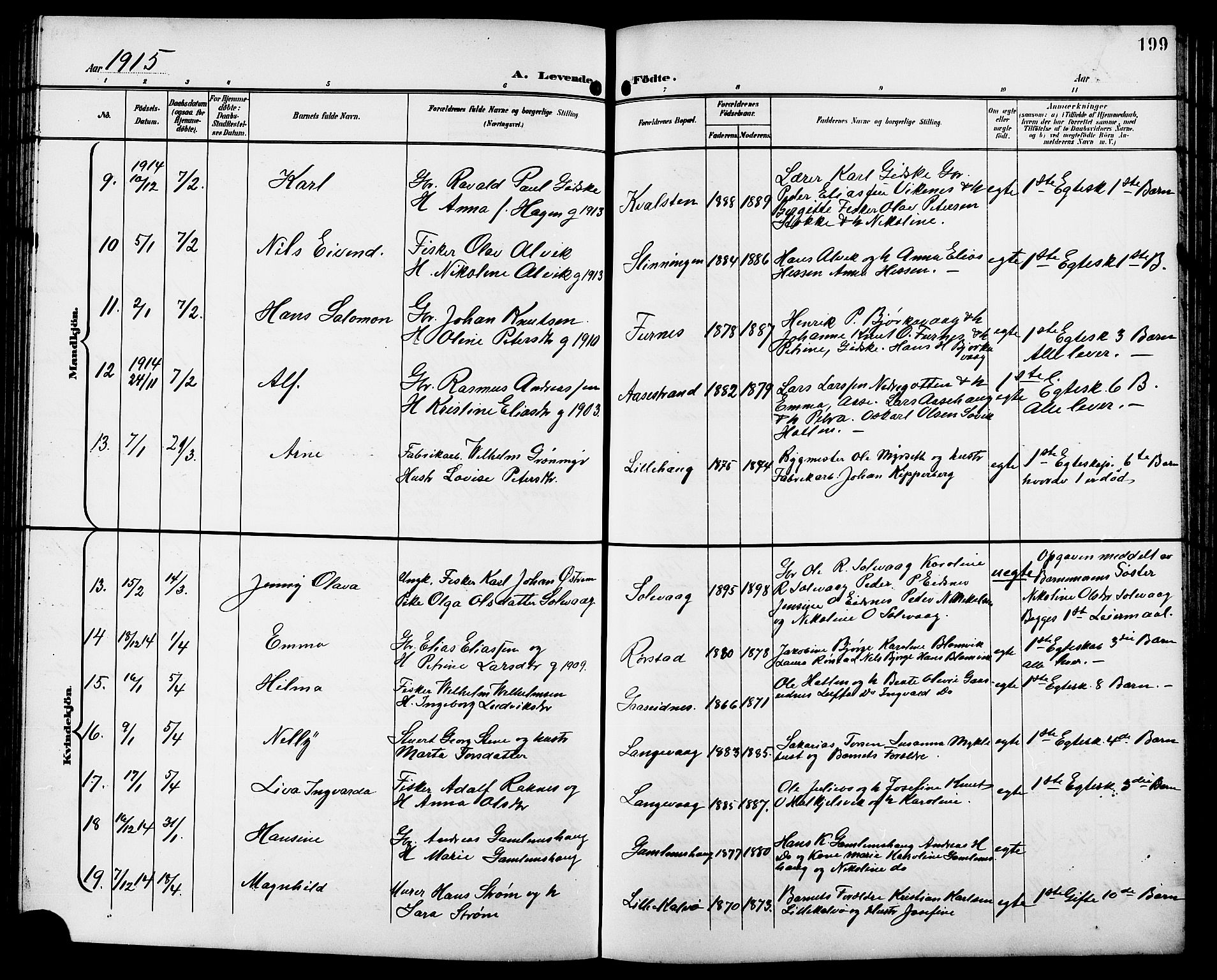 Ministerialprotokoller, klokkerbøker og fødselsregistre - Møre og Romsdal, AV/SAT-A-1454/528/L0432: Parish register (copy) no. 528C13, 1898-1918, p. 199