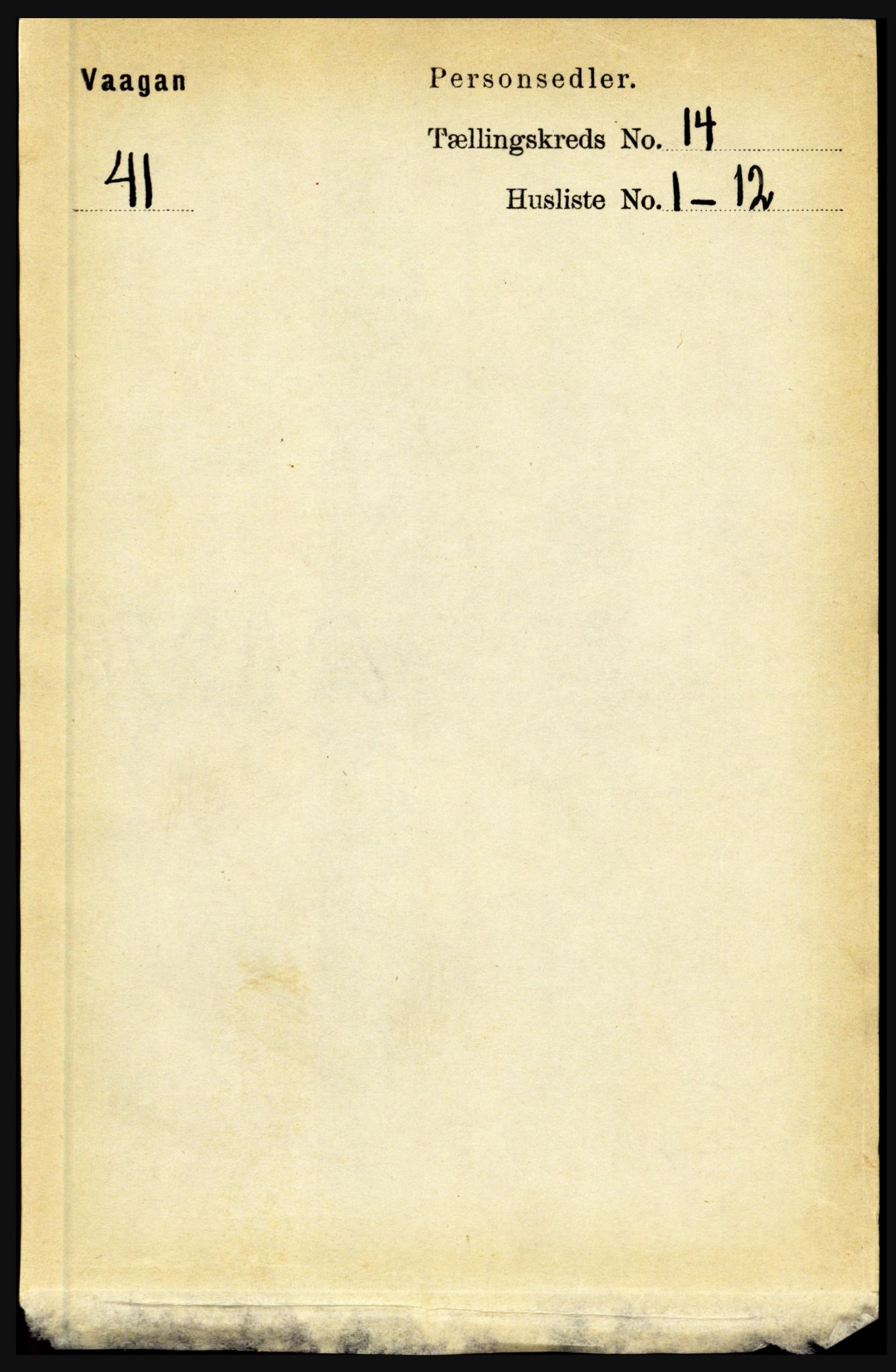 RA, 1891 census for 1865 Vågan, 1891, p. 3654