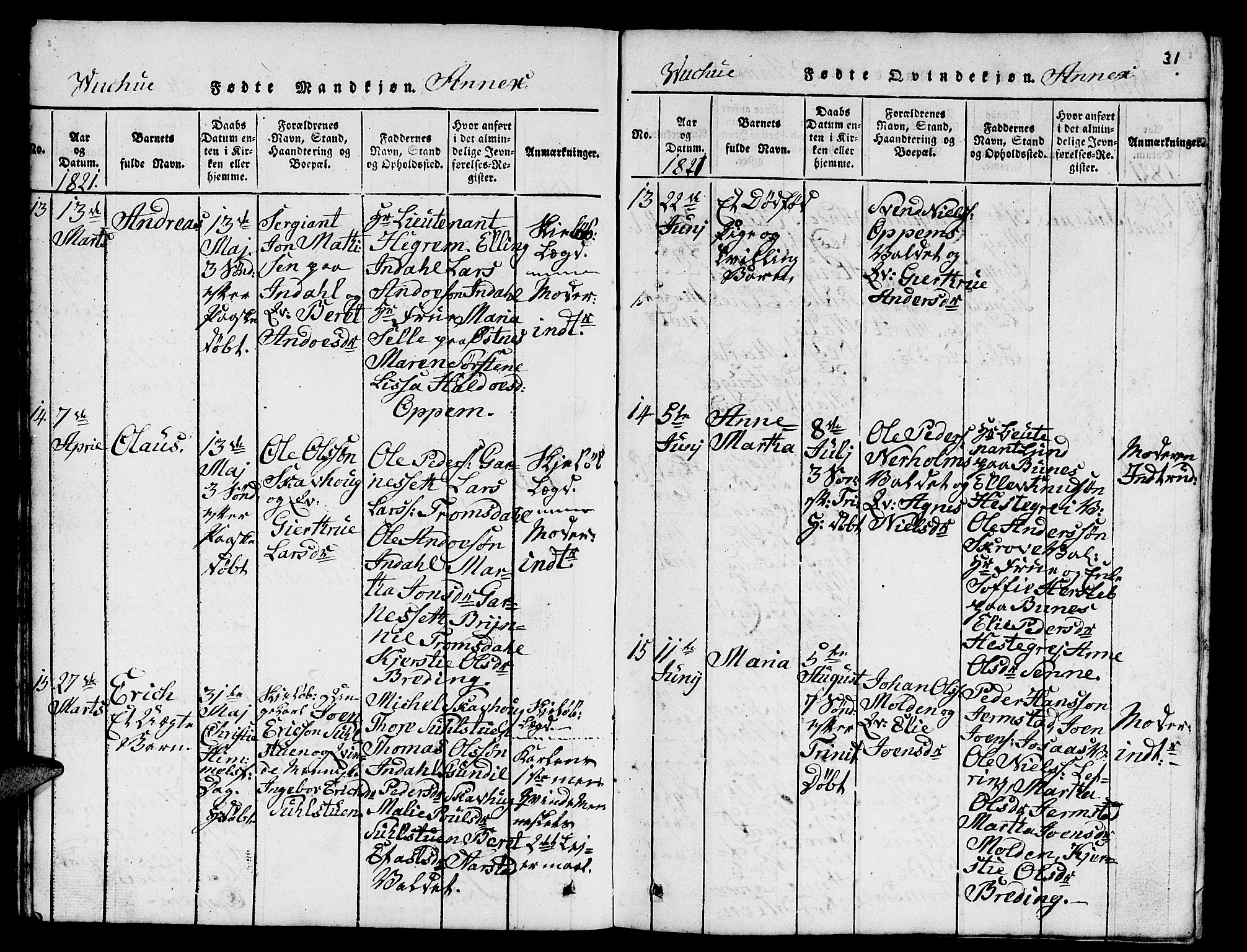 Ministerialprotokoller, klokkerbøker og fødselsregistre - Nord-Trøndelag, AV/SAT-A-1458/724/L0265: Parish register (copy) no. 724C01, 1816-1845, p. 31