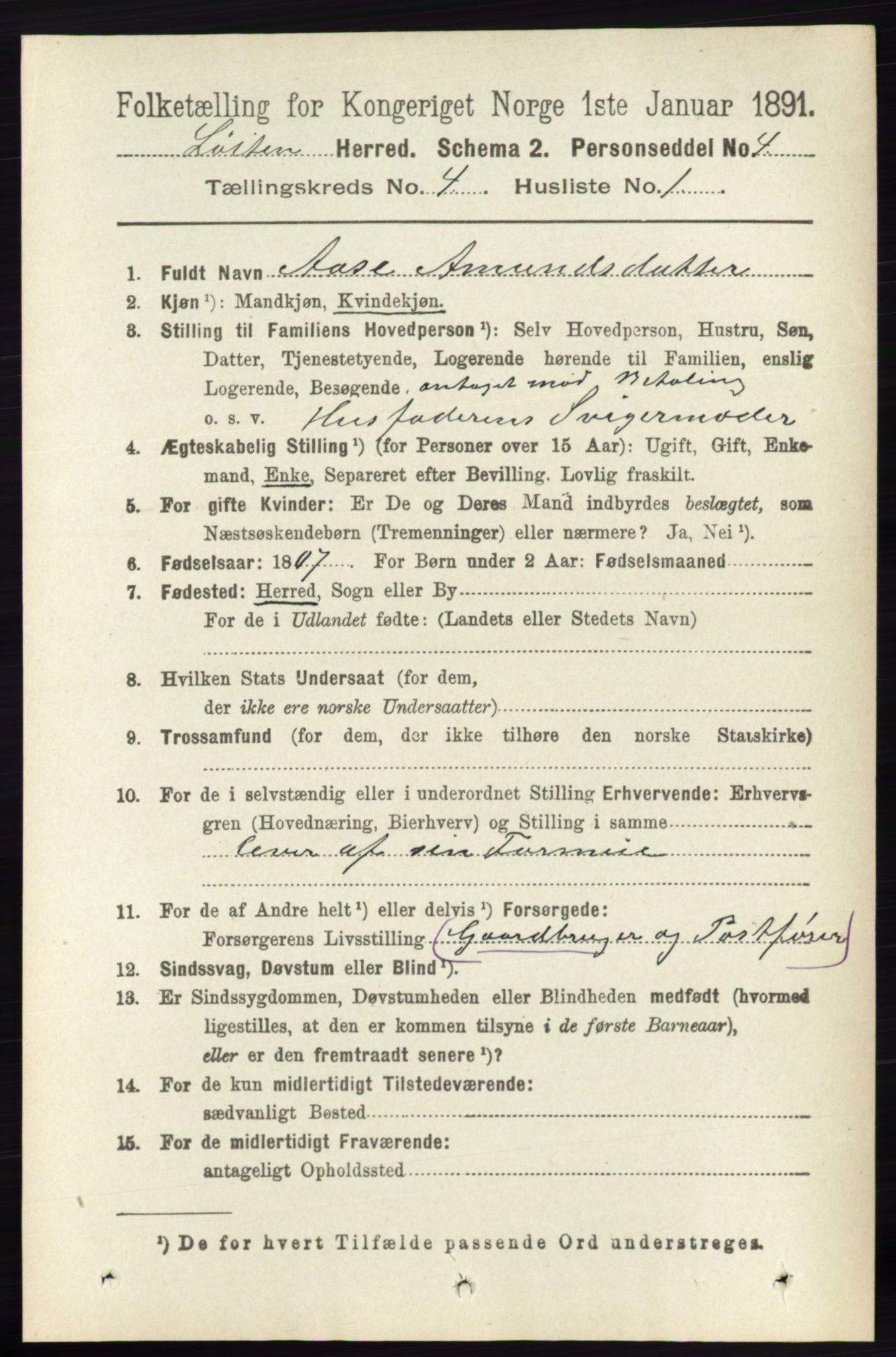 RA, 1891 census for 0415 Løten, 1891, p. 2785