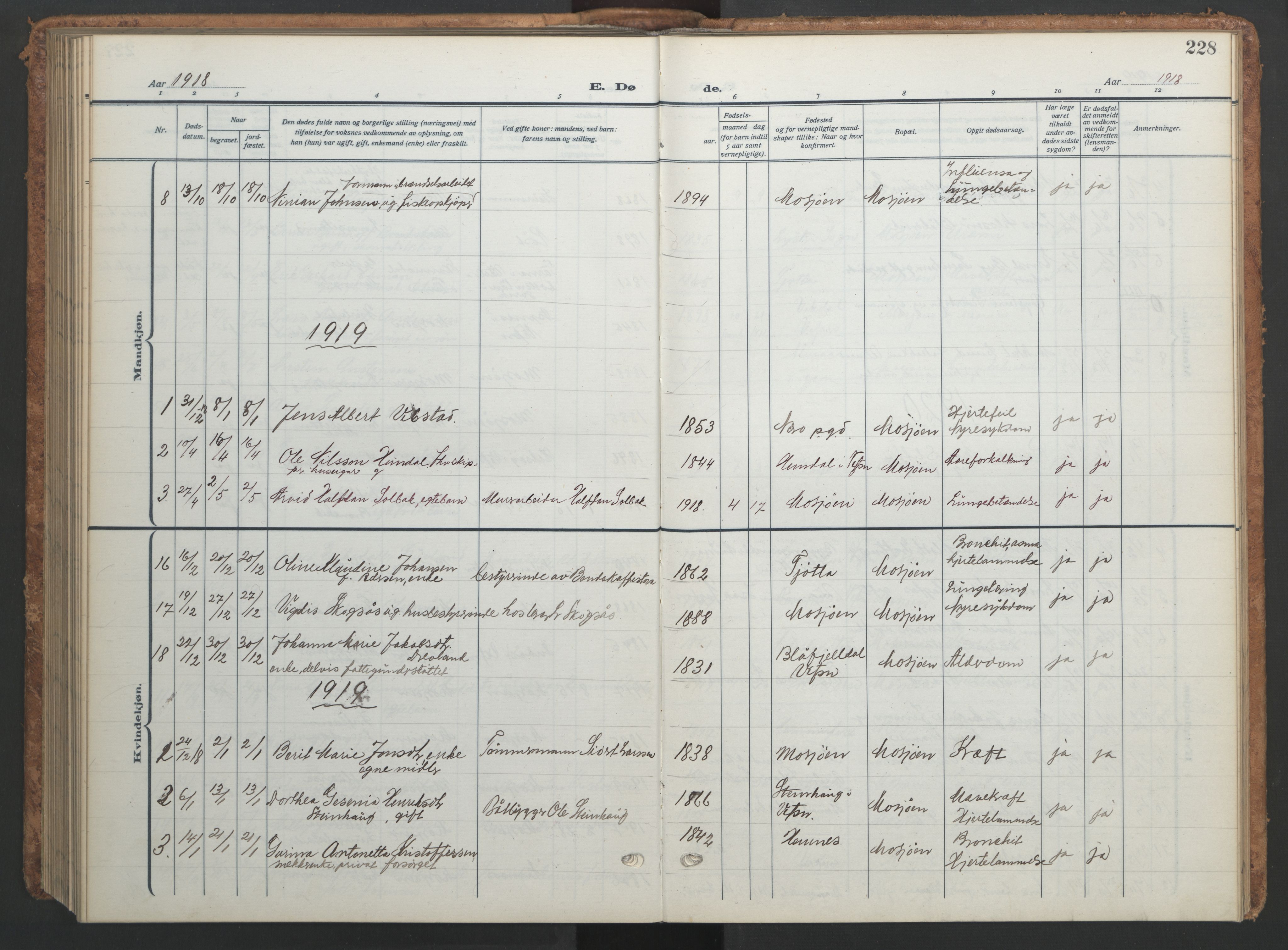 Ministerialprotokoller, klokkerbøker og fødselsregistre - Nordland, AV/SAT-A-1459/820/L0303: Parish register (copy) no. 820C05, 1917-1952, p. 228