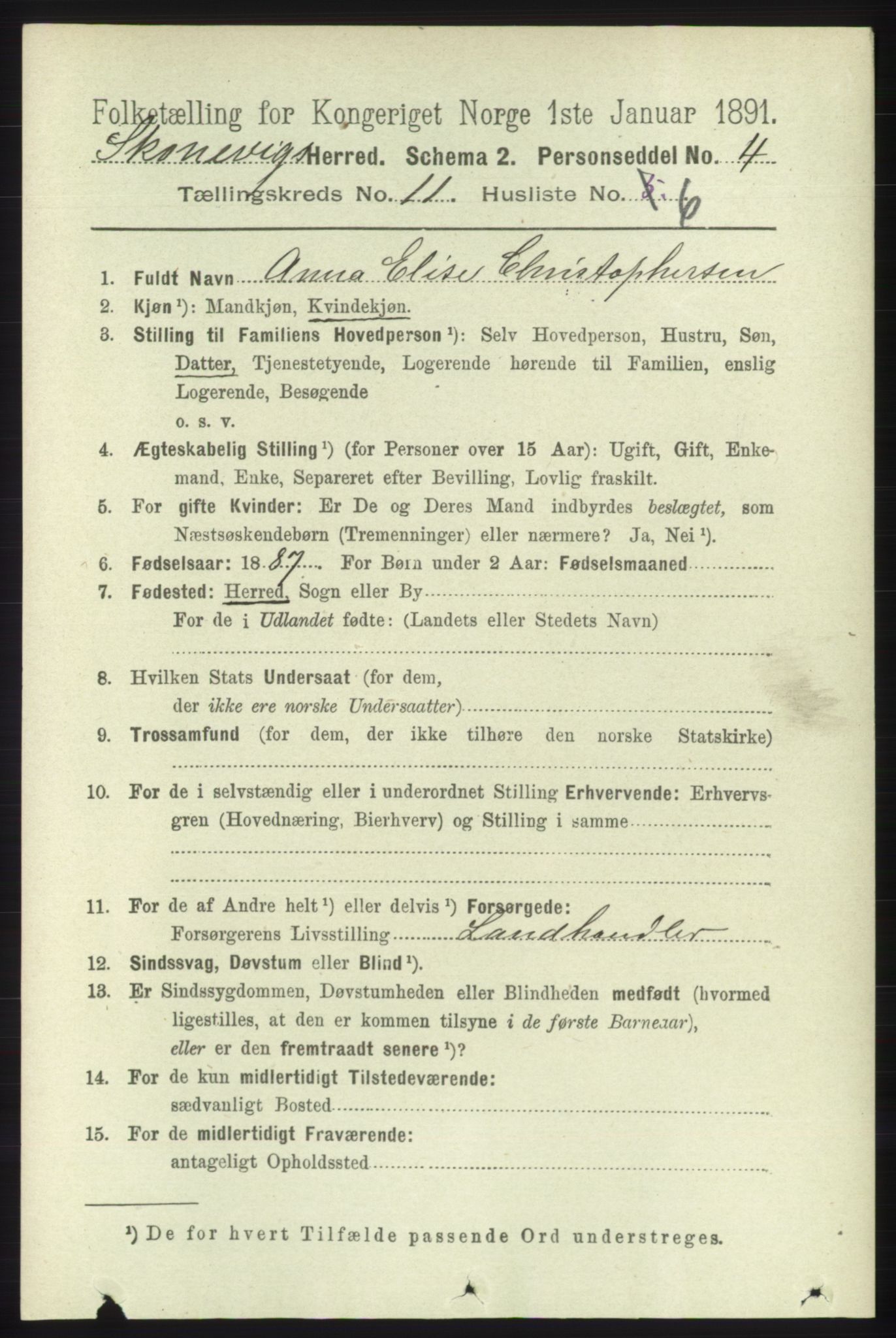 RA, 1891 census for 1212 Skånevik, 1891, p. 3360