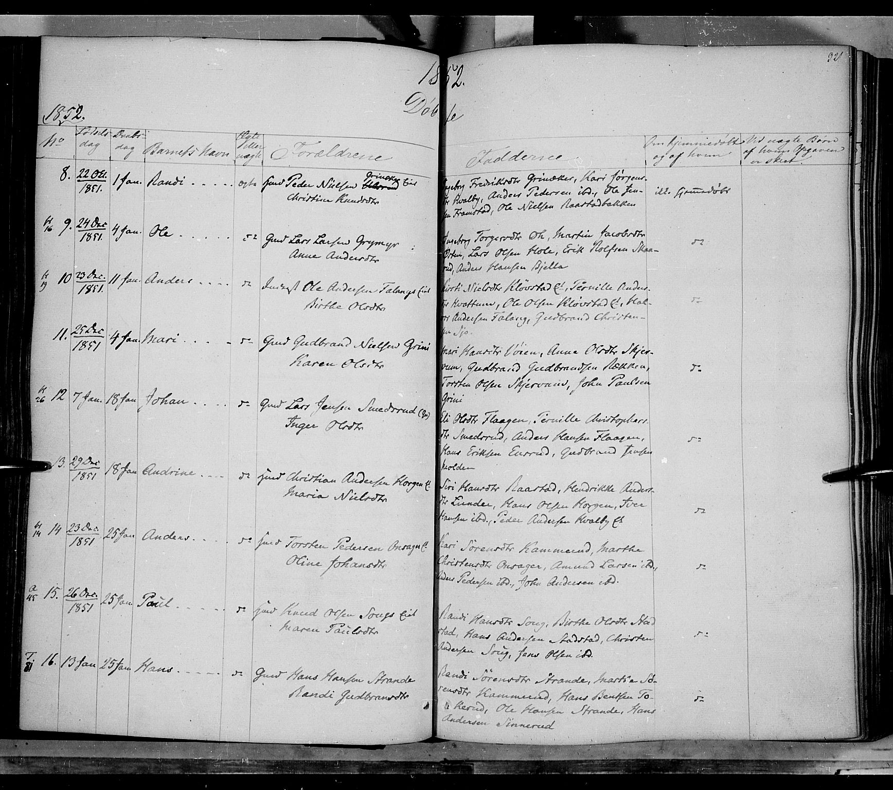 Gran prestekontor, SAH/PREST-112/H/Ha/Haa/L0011: Parish register (official) no. 11, 1842-1856, p. 320-321