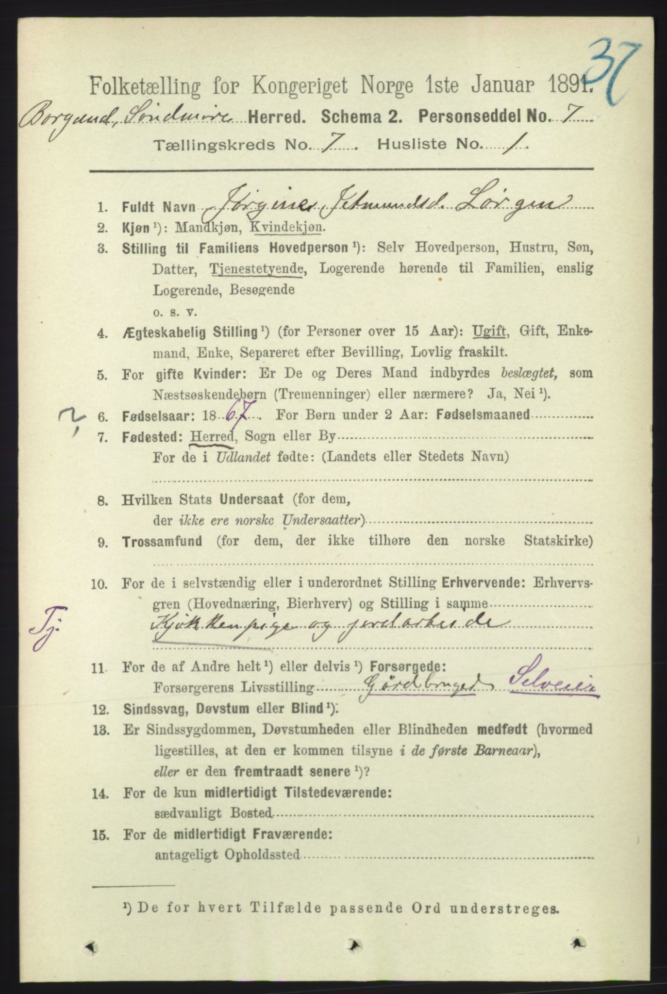 RA, 1891 census for 1531 Borgund, 1891, p. 1856