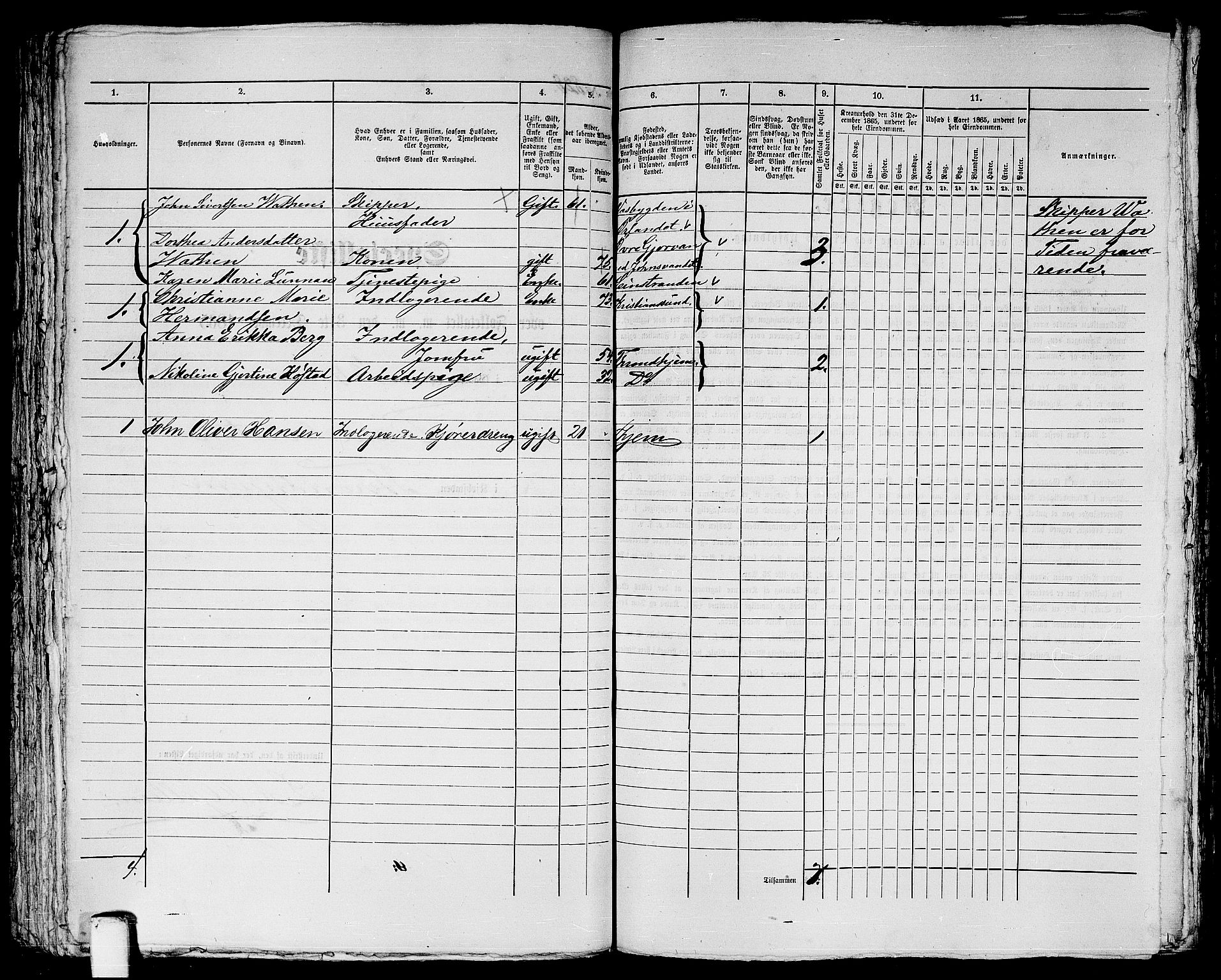 RA, 1865 census for Trondheim, 1865, p. 1729