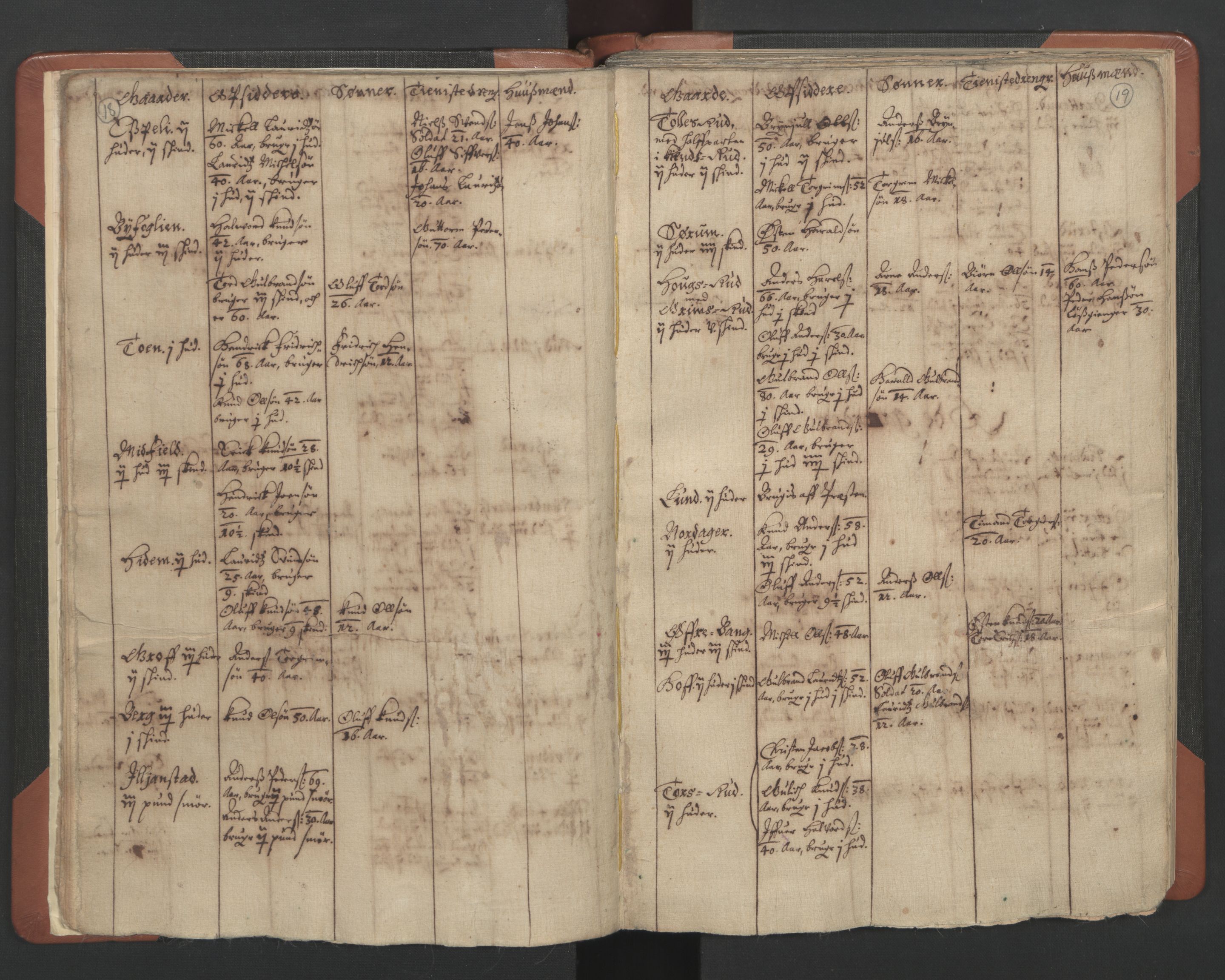 RA, Vicar's Census 1664-1666, no. 8: Valdres deanery, 1664-1666, p. 18-19