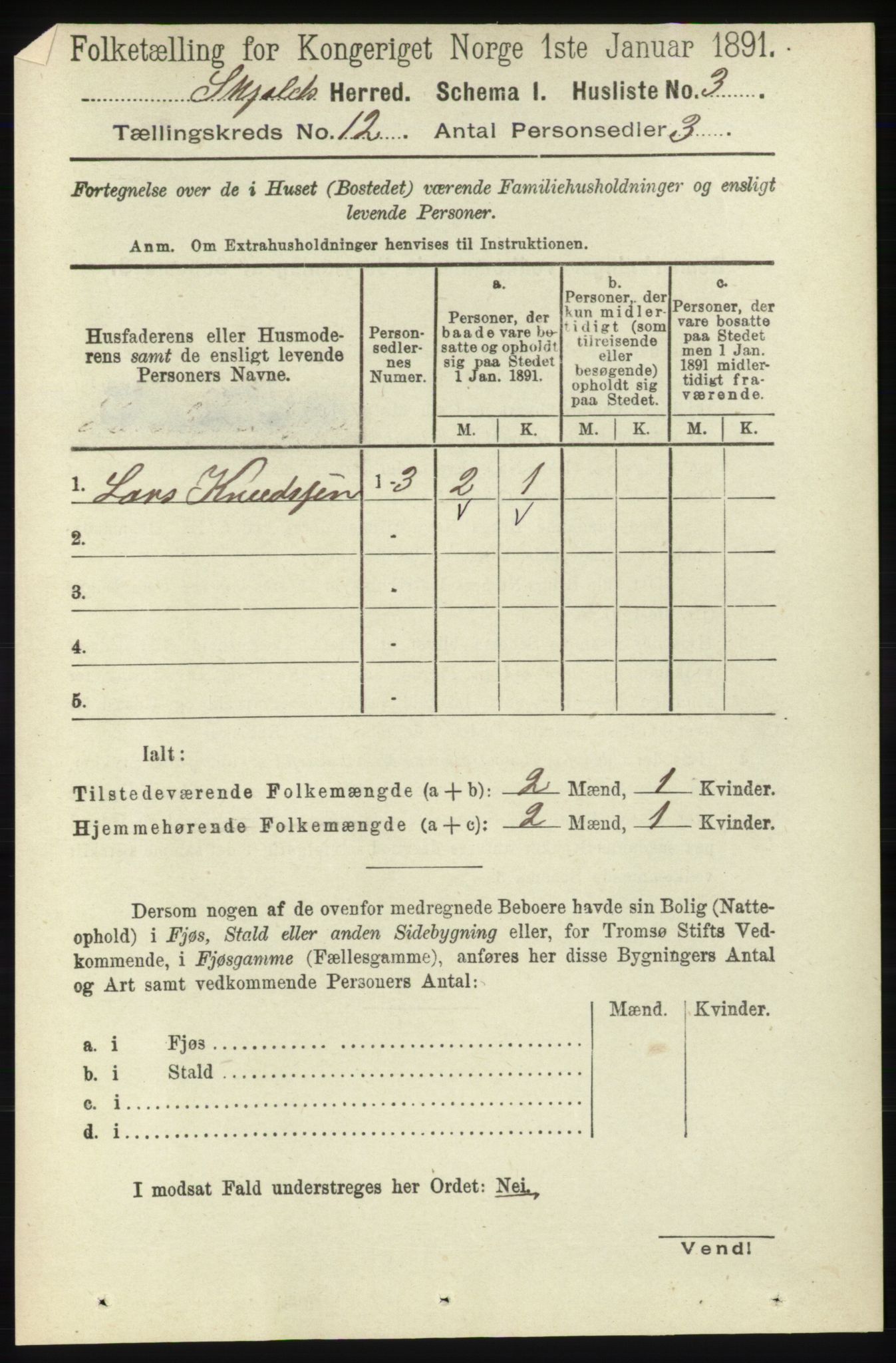 RA, 1891 census for 1154 Skjold, 1891, p. 2231