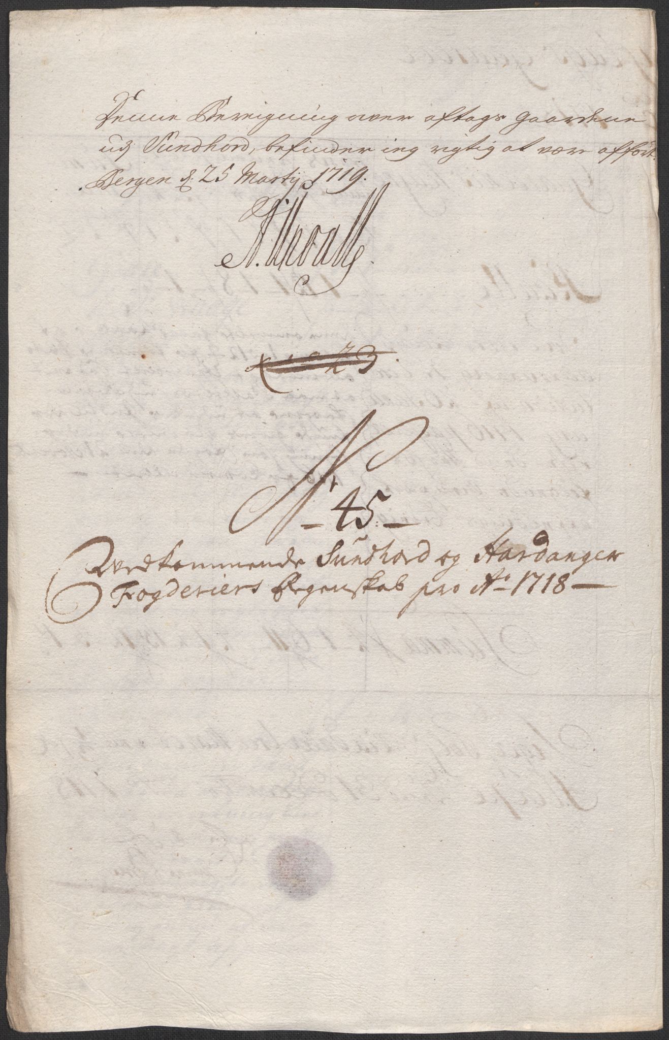 Rentekammeret inntil 1814, Reviderte regnskaper, Fogderegnskap, RA/EA-4092/R48/L2996: Fogderegnskap Sunnhordland og Hardanger, 1718, p. 14