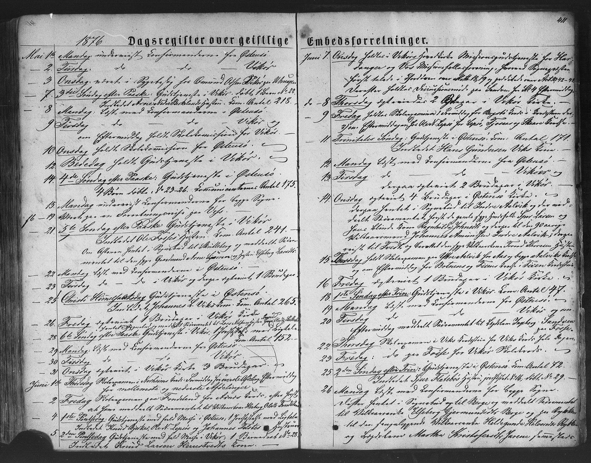 Kvam sokneprestembete, SAB/A-76201/H/Haa: Parish register (official) no. A 9, 1864-1879, p. 411