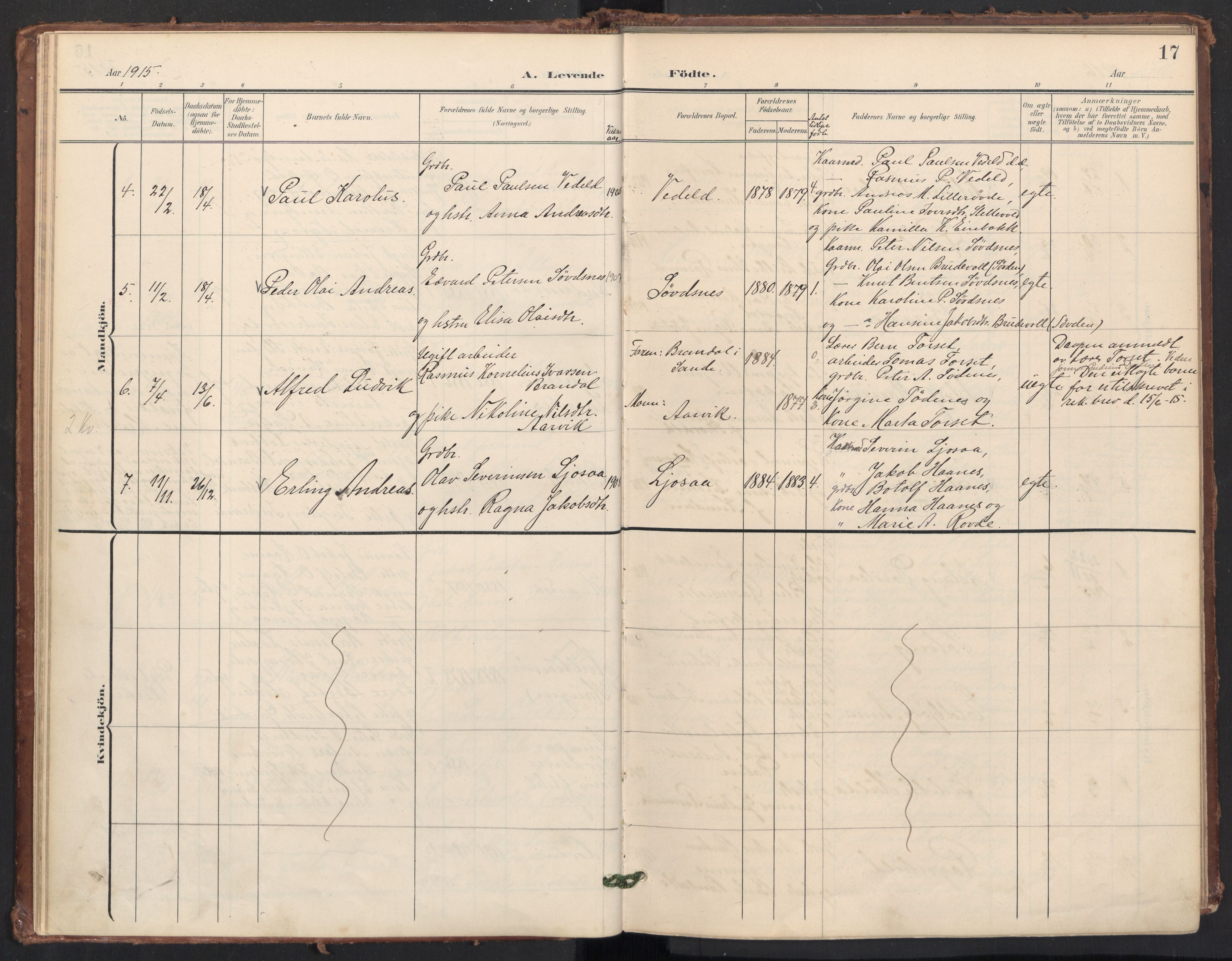 Ministerialprotokoller, klokkerbøker og fødselsregistre - Møre og Romsdal, AV/SAT-A-1454/504/L0057: Parish register (official) no. 504A04, 1902-1919, p. 17