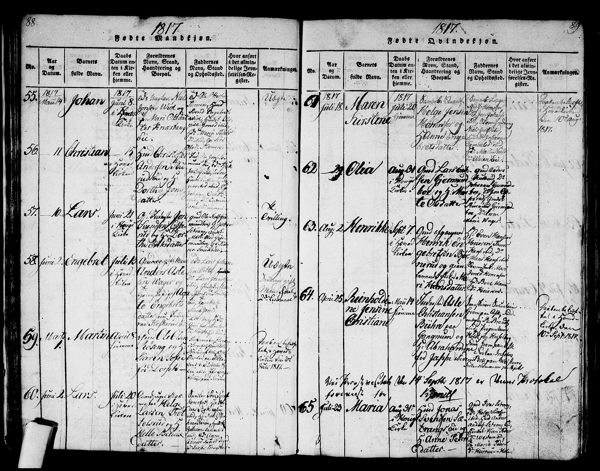 Norderhov kirkebøker, AV/SAKO-A-237/G/Ga/L0002: Parish register (copy) no. I 2, 1814-1867, p. 88-89