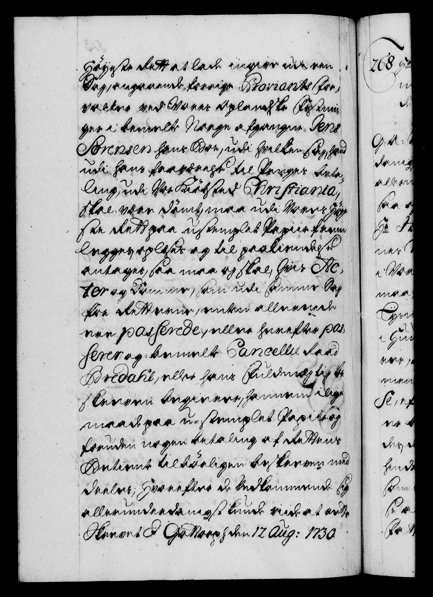 Danske Kanselli 1572-1799, AV/RA-EA-3023/F/Fc/Fca/Fcaa/L0026: Norske registre, 1729-1730, p. 513b