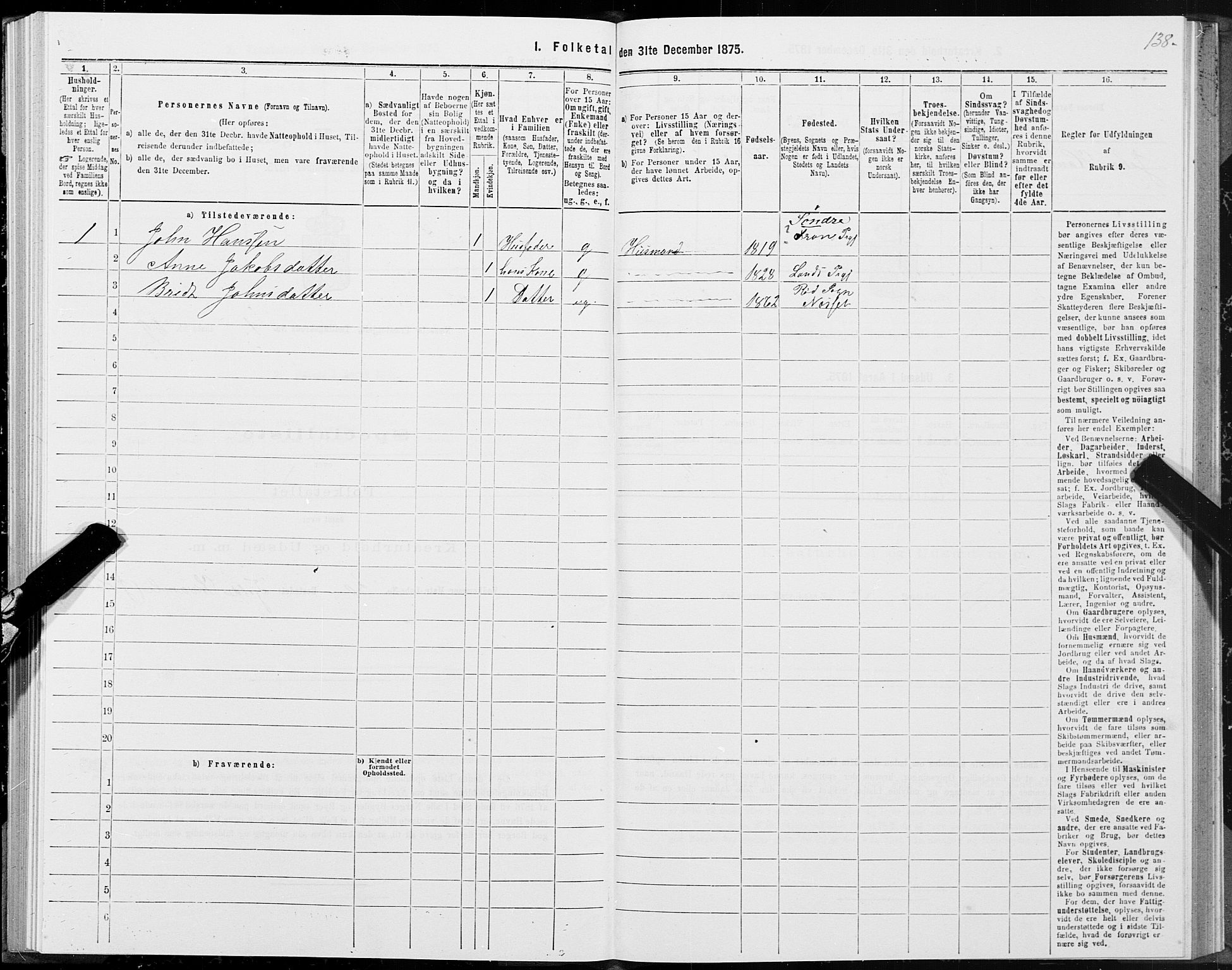 SAT, 1875 census for 1543P Nesset, 1875, p. 1138