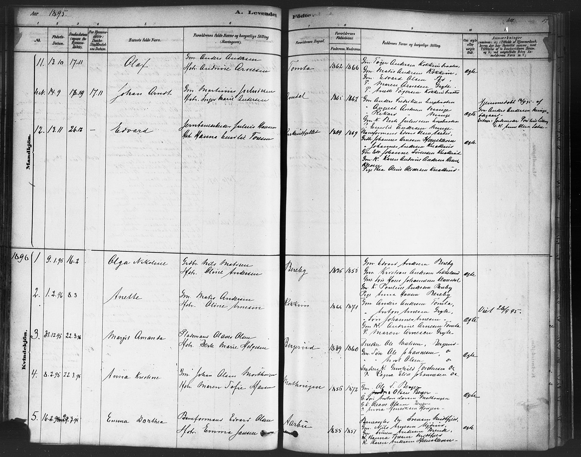Varteig prestekontor Kirkebøker, SAO/A-10447a/F/Fa/L0002: Parish register (official) no. 2, 1878-1899, p. 57