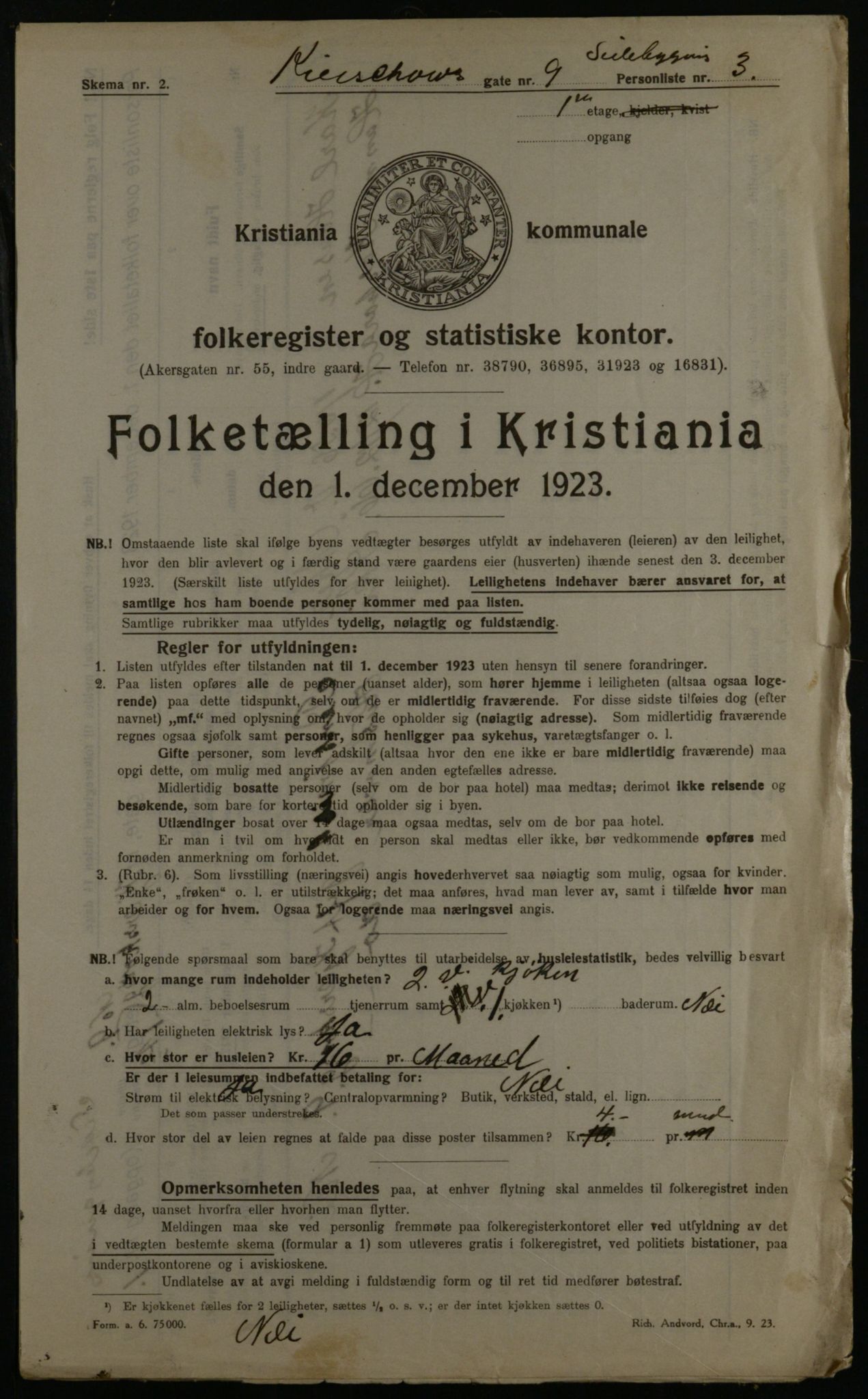 OBA, Municipal Census 1923 for Kristiania, 1923, p. 55286