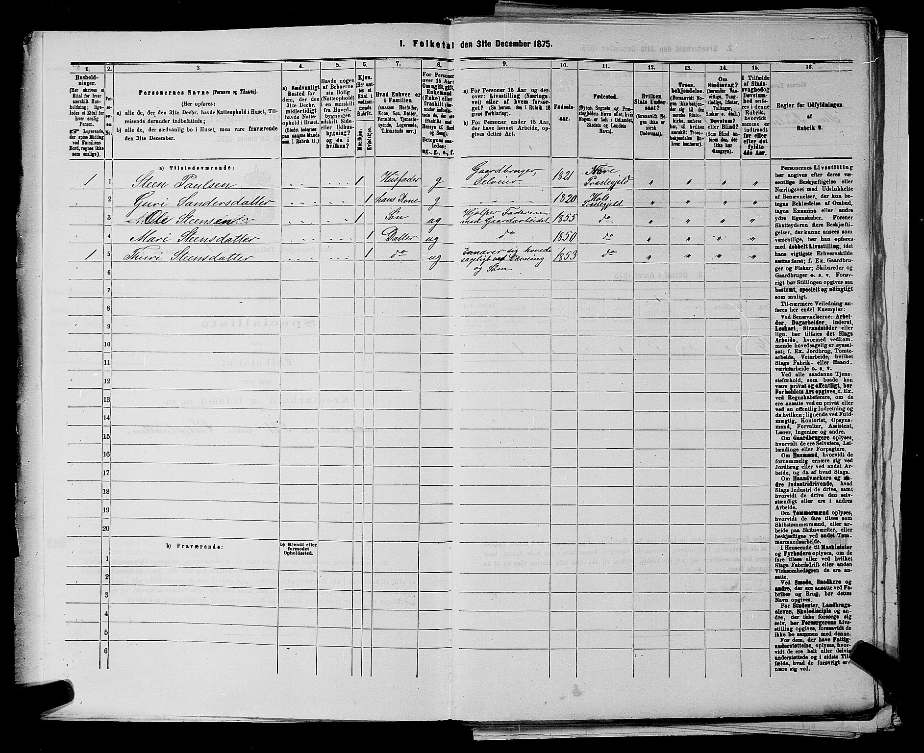 SAKO, 1875 census for 0620P Hol, 1875, p. 40