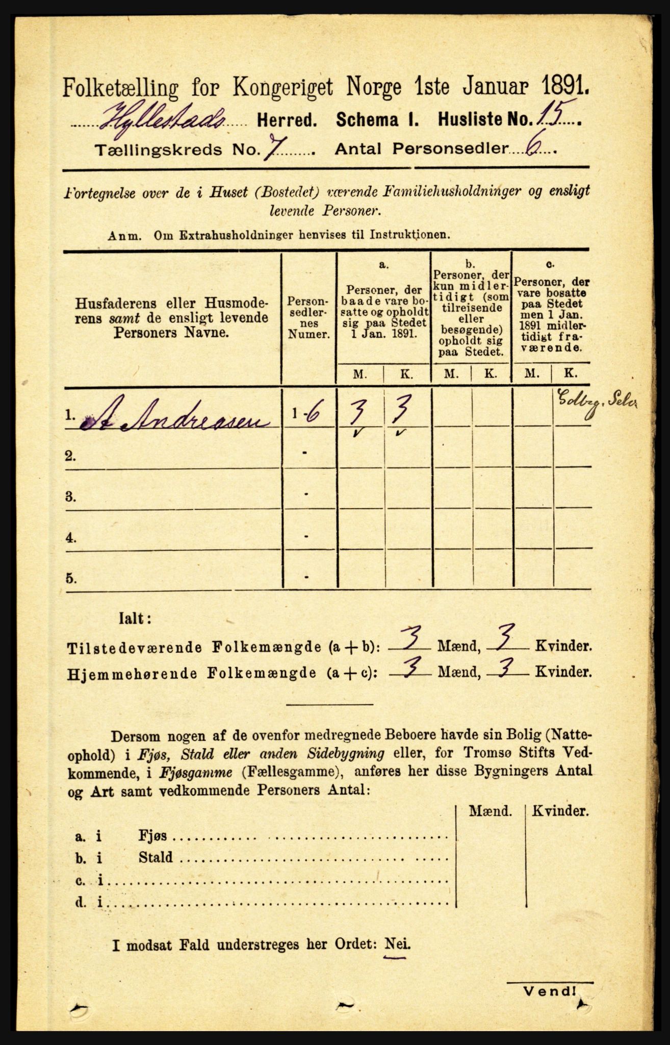 RA, 1891 census for 1413 Hyllestad, 1891, p. 1175