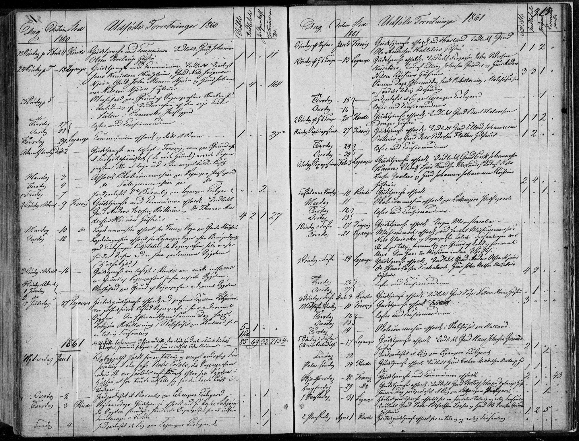 Leikanger sokneprestembete, AV/SAB-A-81001/H/Haa/Haaa/L0008: Parish register (official) no. A 8, 1852-1868, p. 313