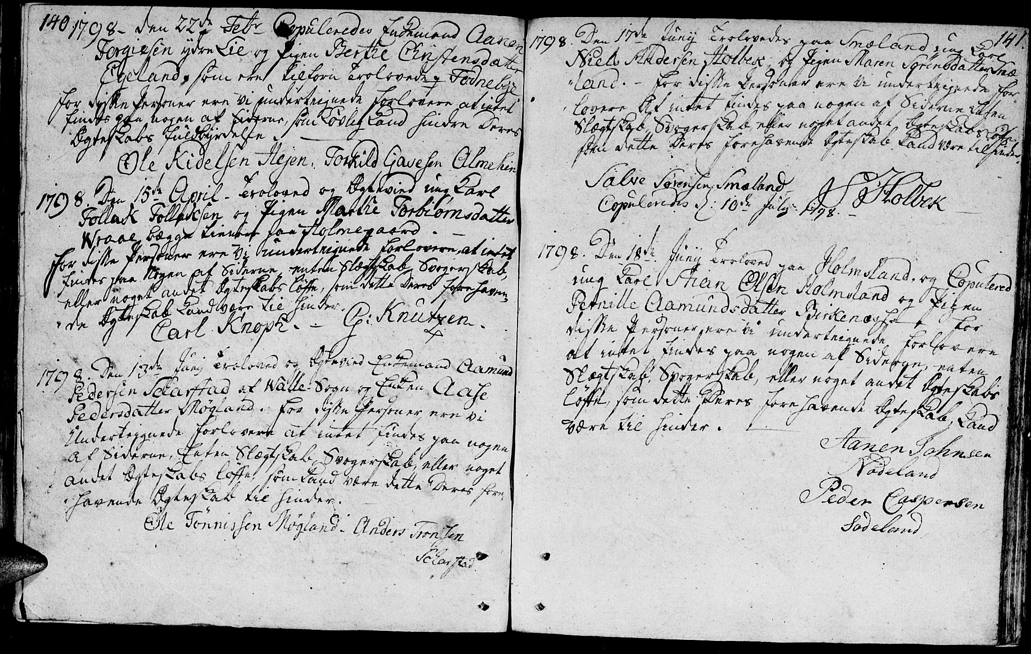 Holum sokneprestkontor, SAK/1111-0022/F/Fa/Faa/L0001: Parish register (official) no. A 1, 1750-1802, p. 140-141