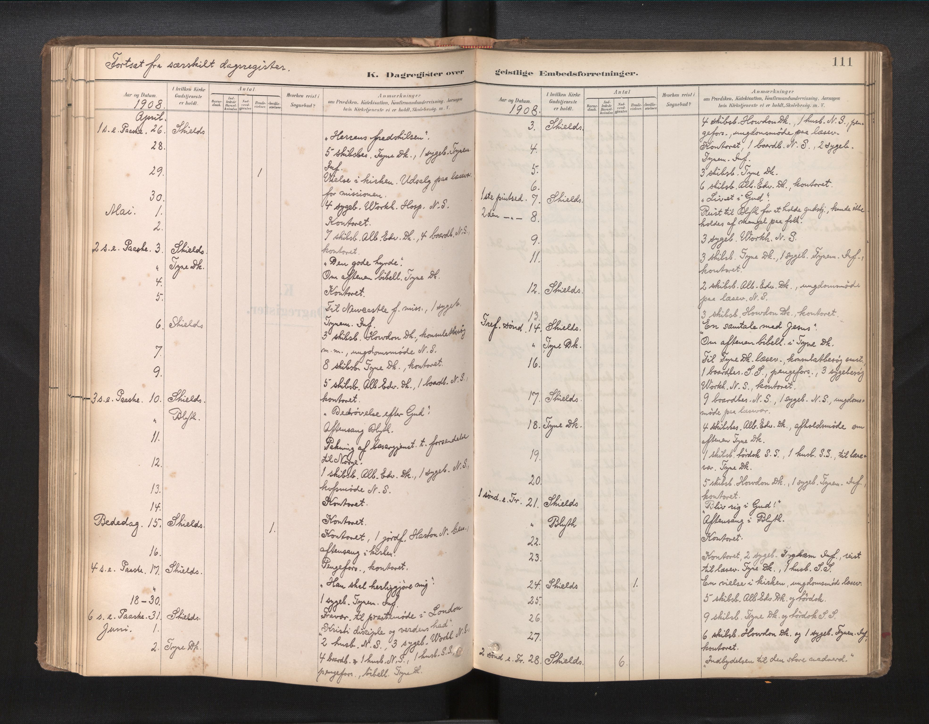 Den norske sjømannsmisjon i utlandet/Tyne-havnene (North Shields og New Castle), AV/SAB-SAB/PA-0101/H/Ha/L0003: Parish register (official) no. A 3, 1898-1966, p. 110b-111a