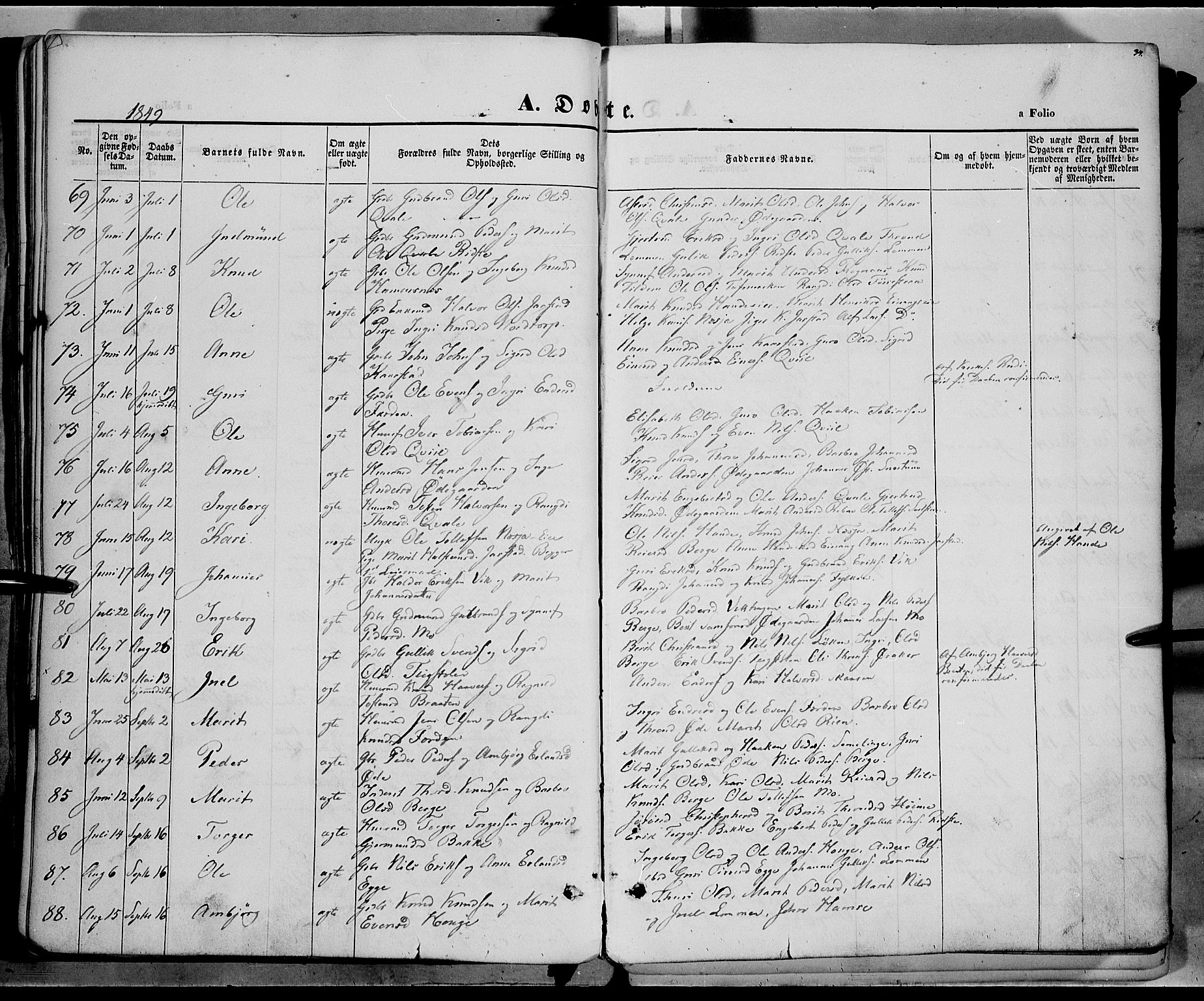 Vestre Slidre prestekontor, SAH/PREST-136/H/Ha/Haa/L0001: Parish register (official) no. 1, 1844-1855, p. 34