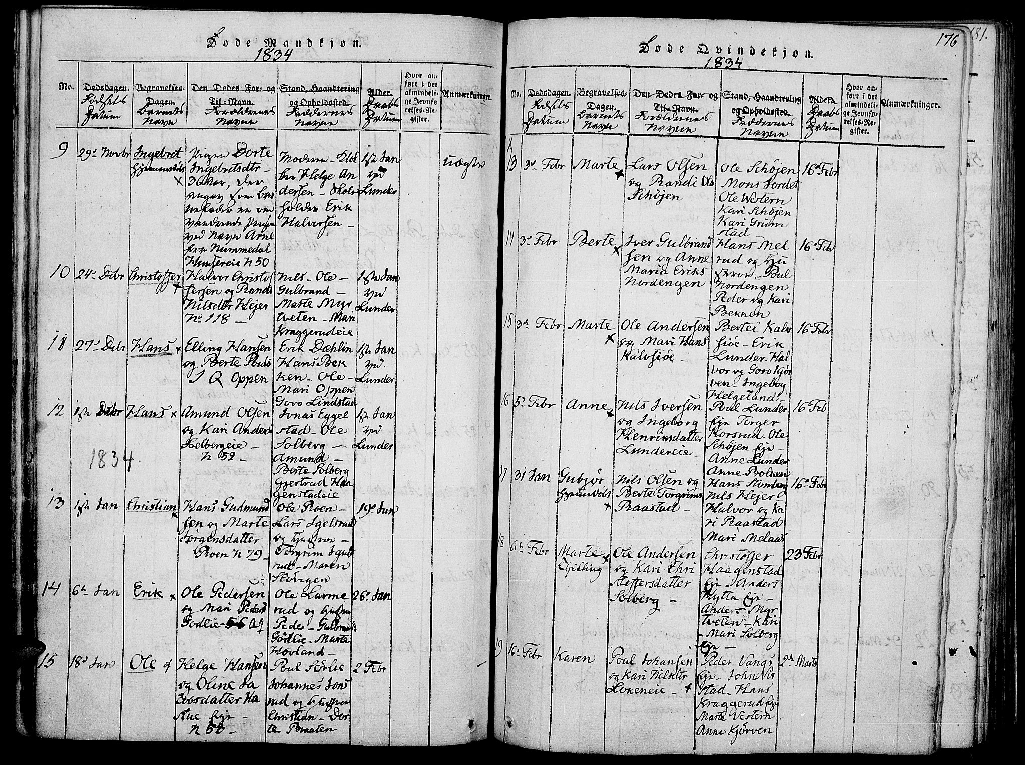Jevnaker prestekontor, SAH/PREST-116/H/Ha/Haa/L0005: Parish register (official) no. 5, 1815-1837, p. 176