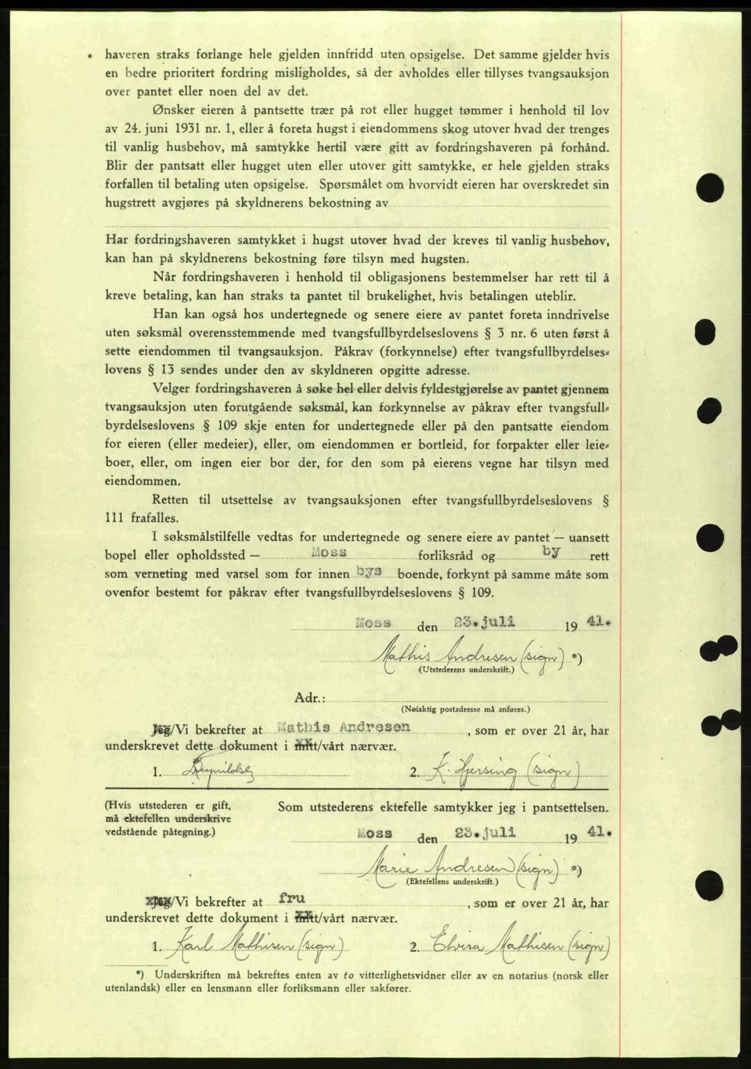 Moss sorenskriveri, AV/SAO-A-10168: Mortgage book no. B11, 1941-1942, Diary no: : 1353/1941