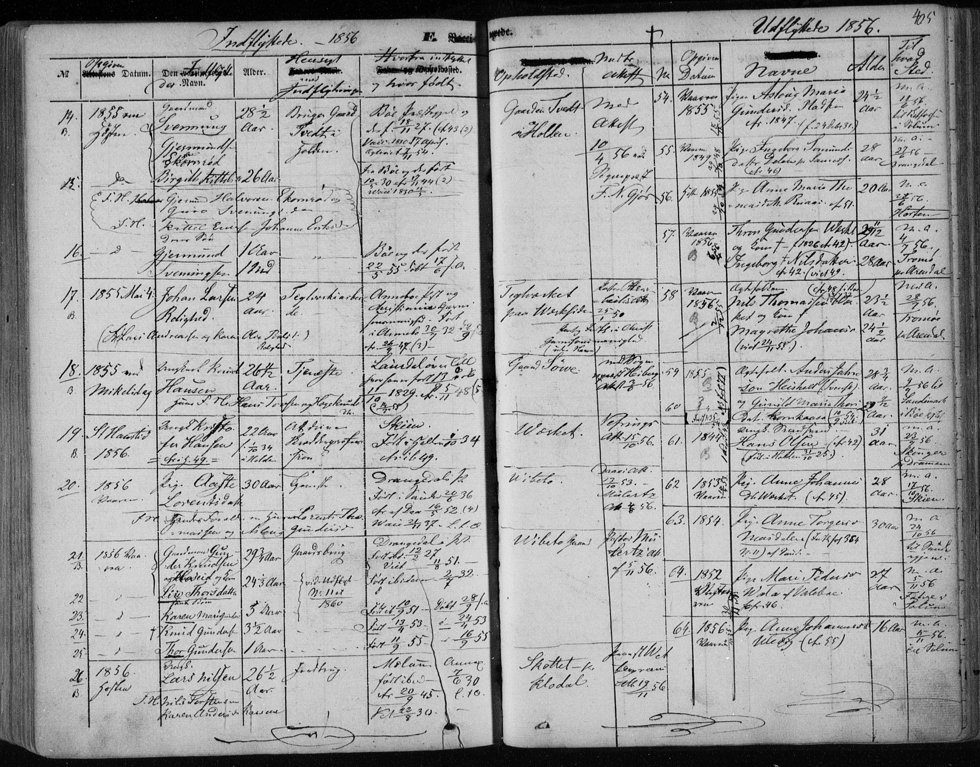 Holla kirkebøker, SAKO/A-272/F/Fa/L0005: Parish register (official) no. 5, 1849-1860, p. 405