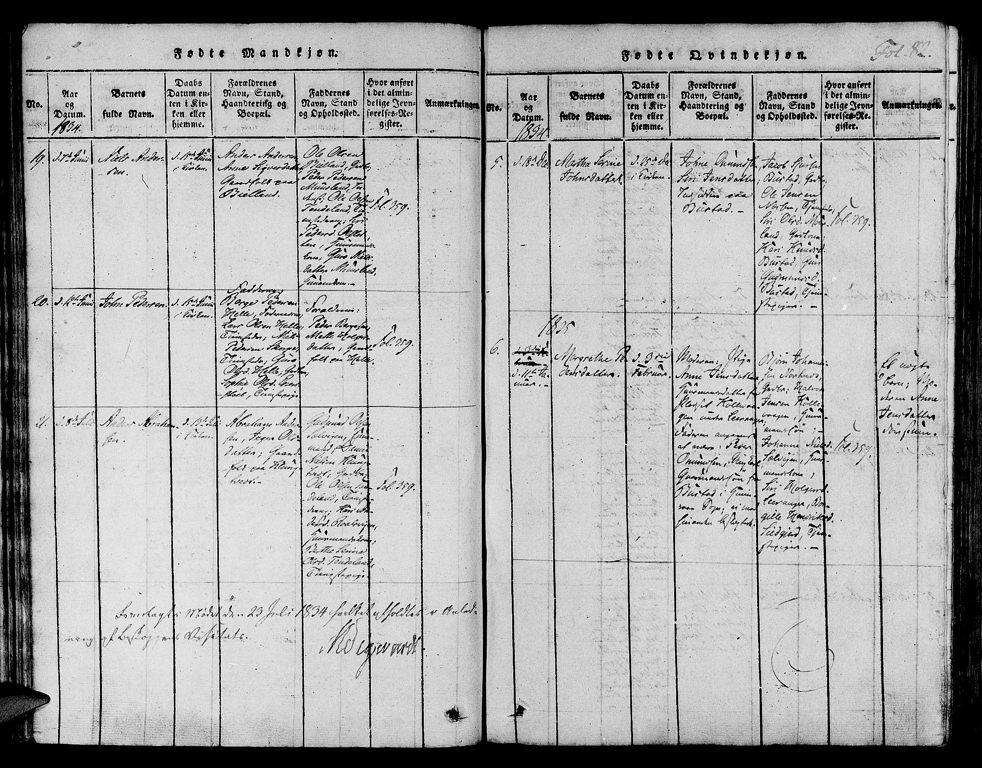 Nedstrand sokneprestkontor, SAST/A-101841/01/IV: Parish register (official) no. A 6, 1816-1838, p. 82