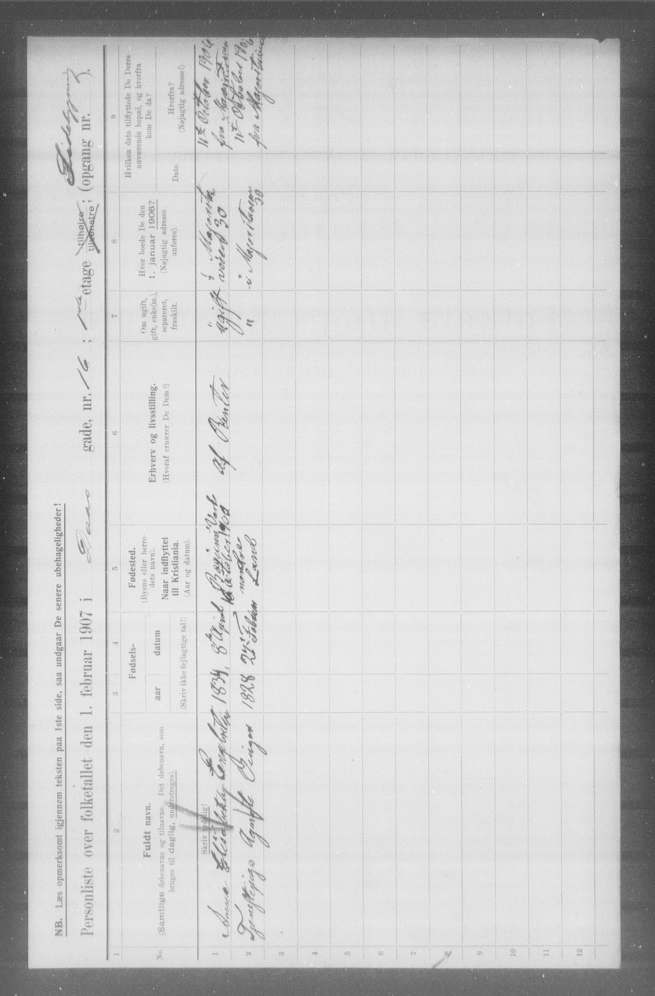 OBA, Municipal Census 1907 for Kristiania, 1907, p. 9172