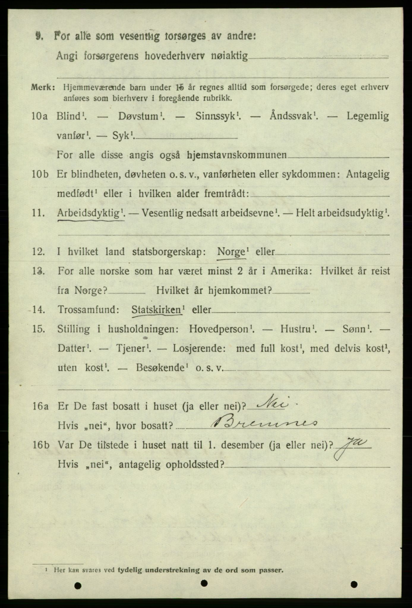 SAB, 1920 census for Varaldsøy, 1920, p. 1256