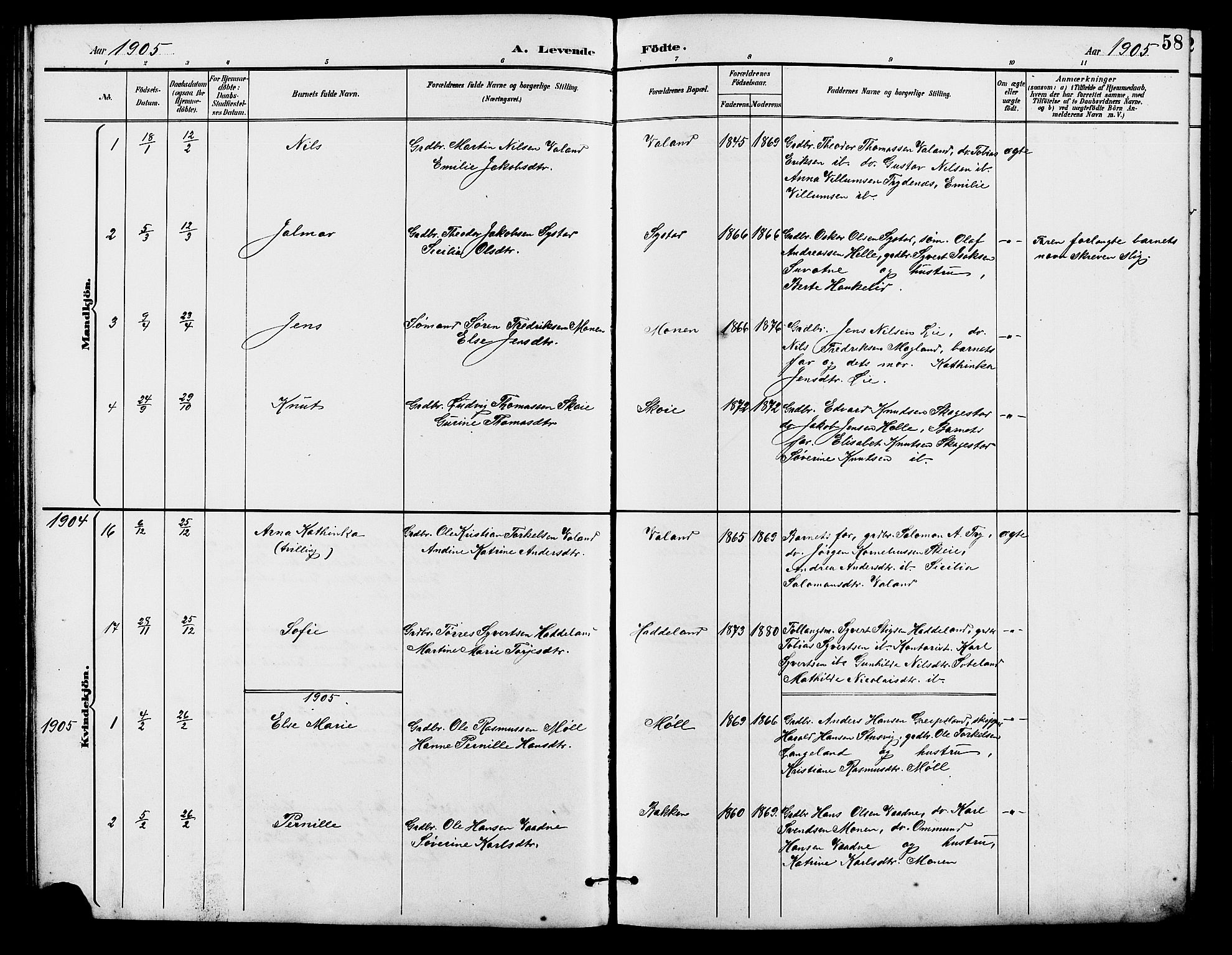 Holum sokneprestkontor, AV/SAK-1111-0022/F/Fb/Fba/L0005: Parish register (copy) no. B 5, 1891-1909, p. 58
