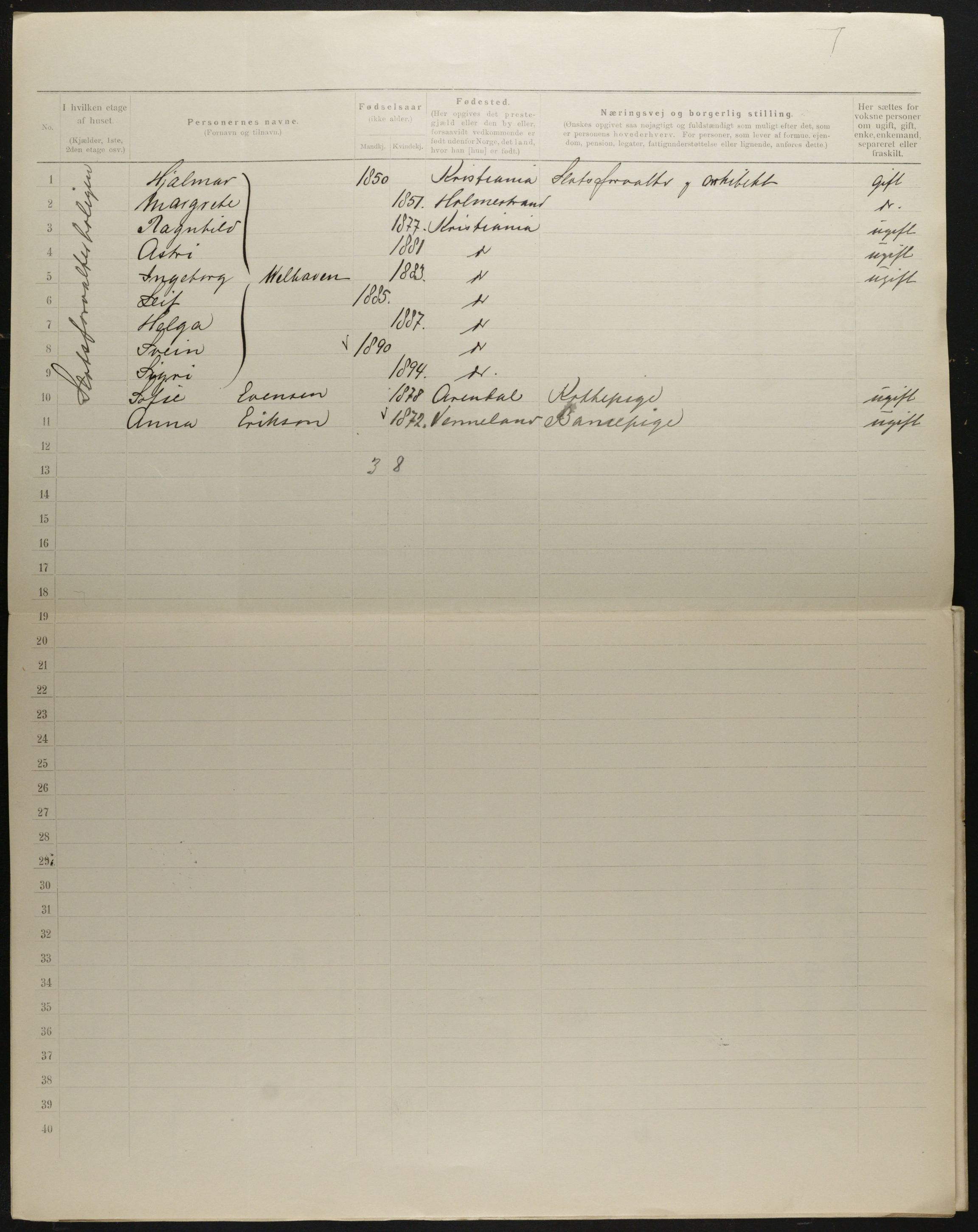 OBA, Municipal Census 1901 for Kristiania, 1901, p. 2631