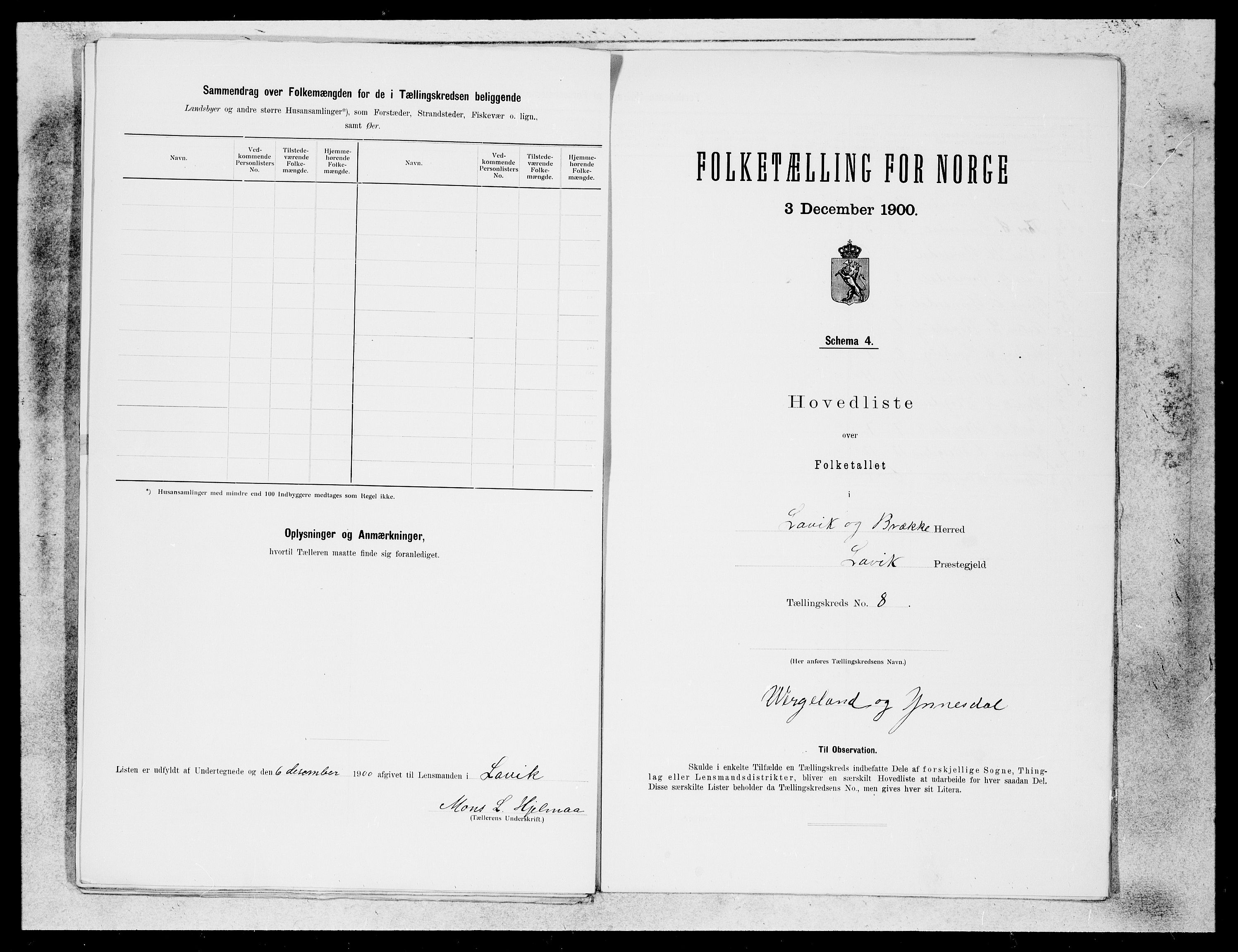 SAB, 1900 census for Lavik og Brekke, 1900, p. 16