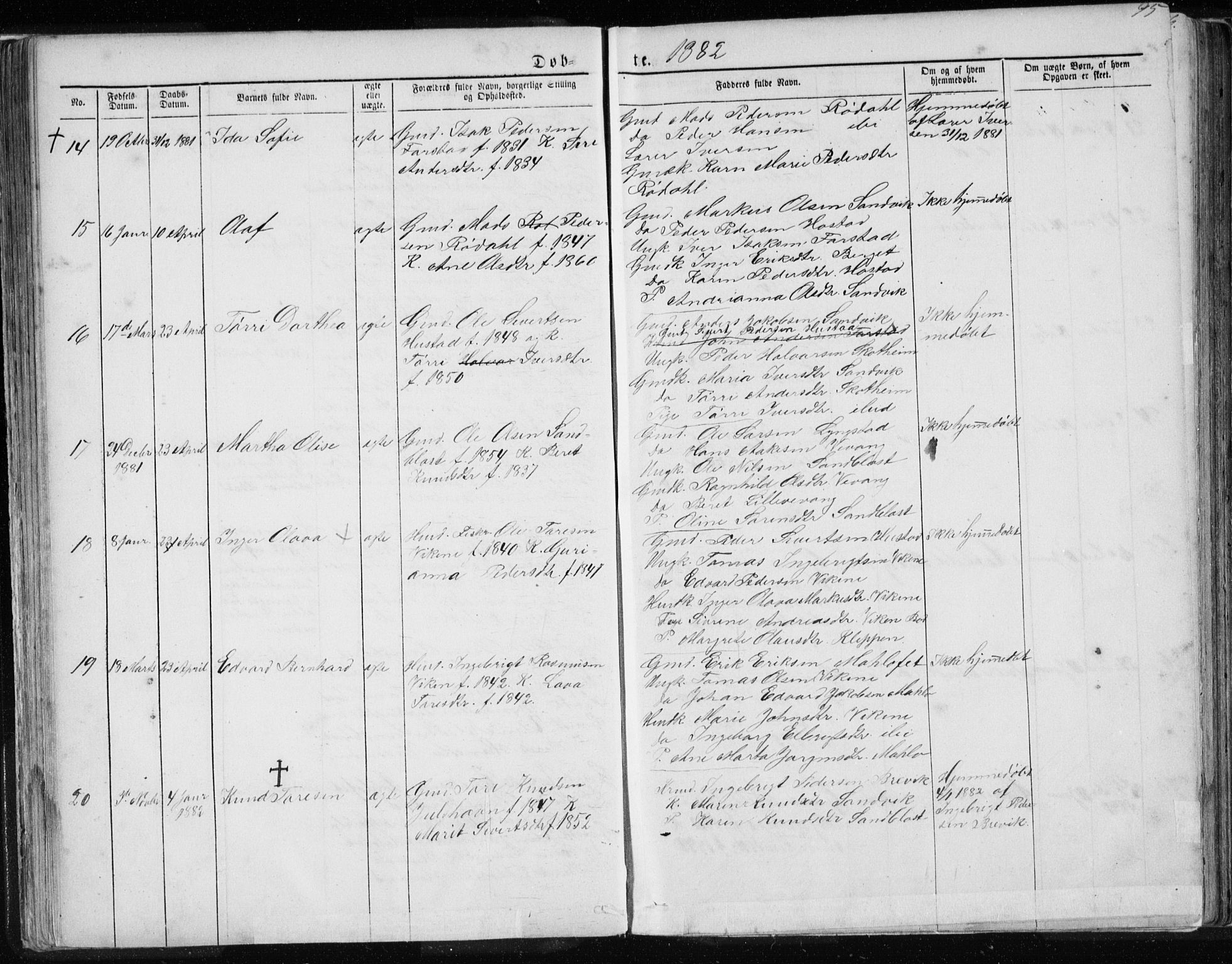 Ministerialprotokoller, klokkerbøker og fødselsregistre - Møre og Romsdal, AV/SAT-A-1454/567/L0782: Parish register (copy) no. 567C02, 1867-1886, p. 95