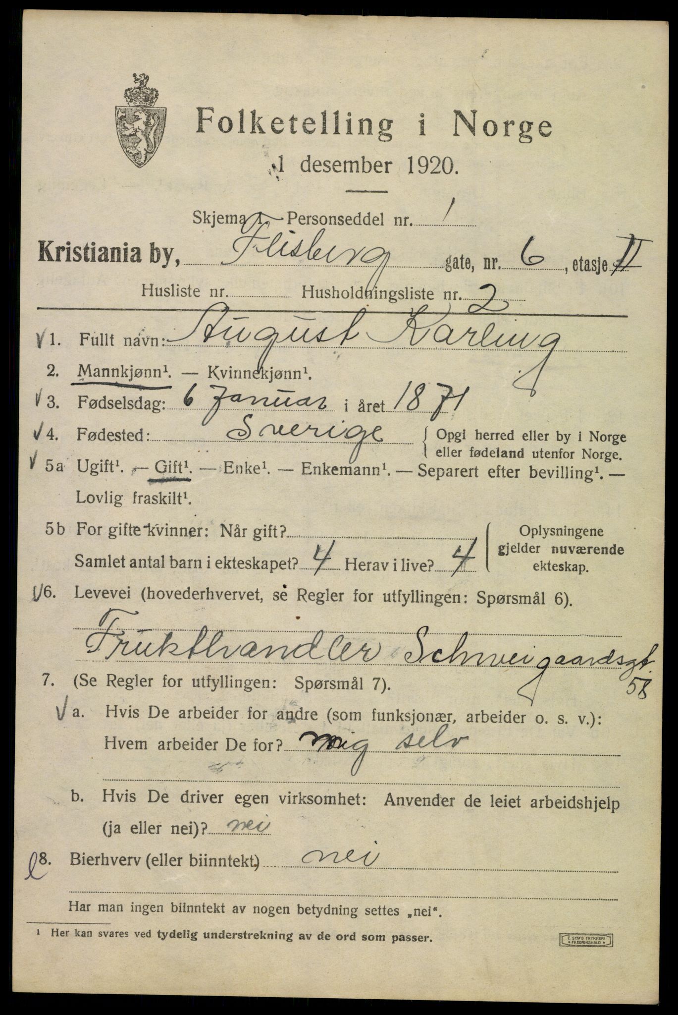SAO, 1920 census for Kristiania, 1920, p. 230031