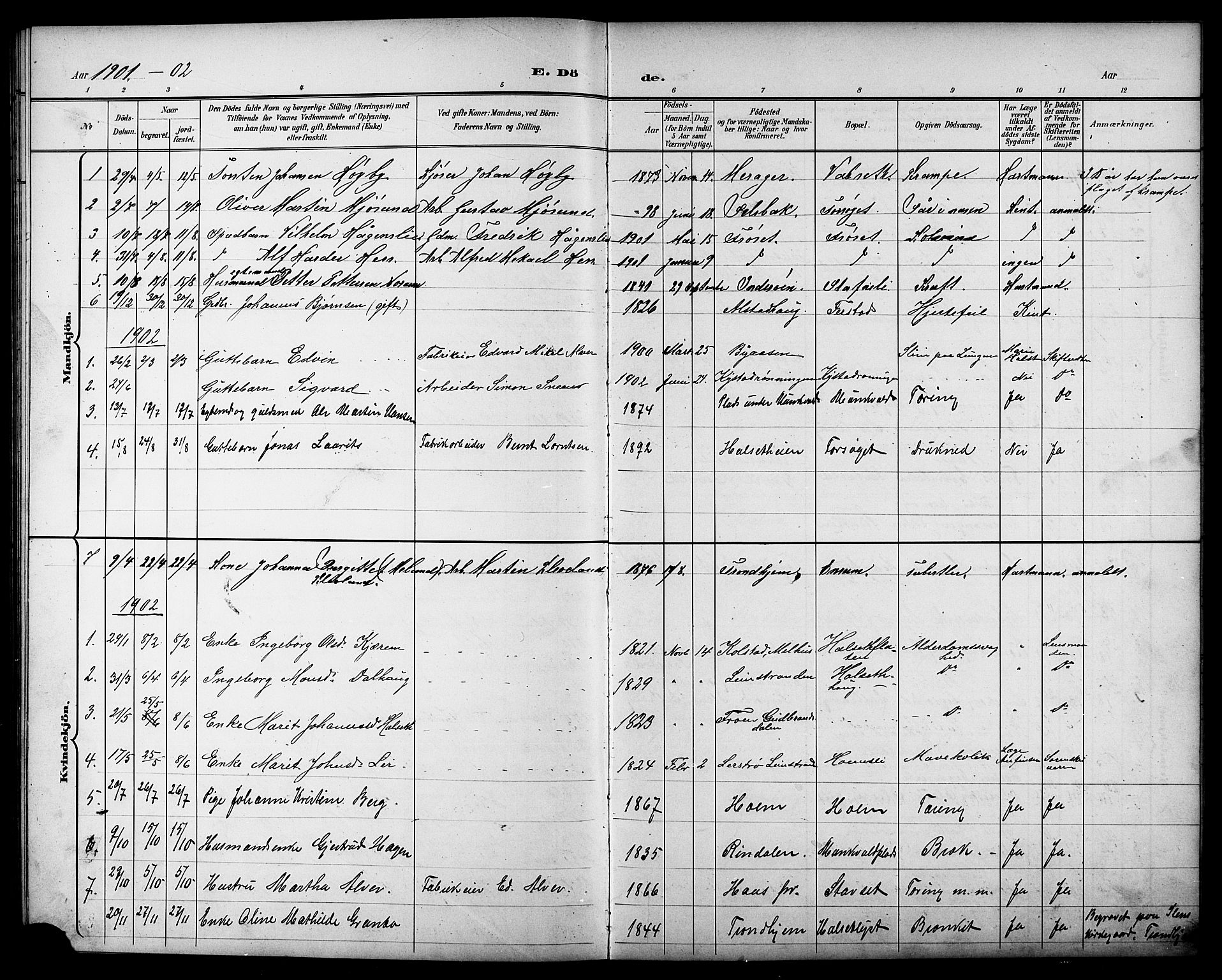 Ministerialprotokoller, klokkerbøker og fødselsregistre - Sør-Trøndelag, SAT/A-1456/611/L0355: Parish register (copy) no. 611C03, 1897-1914