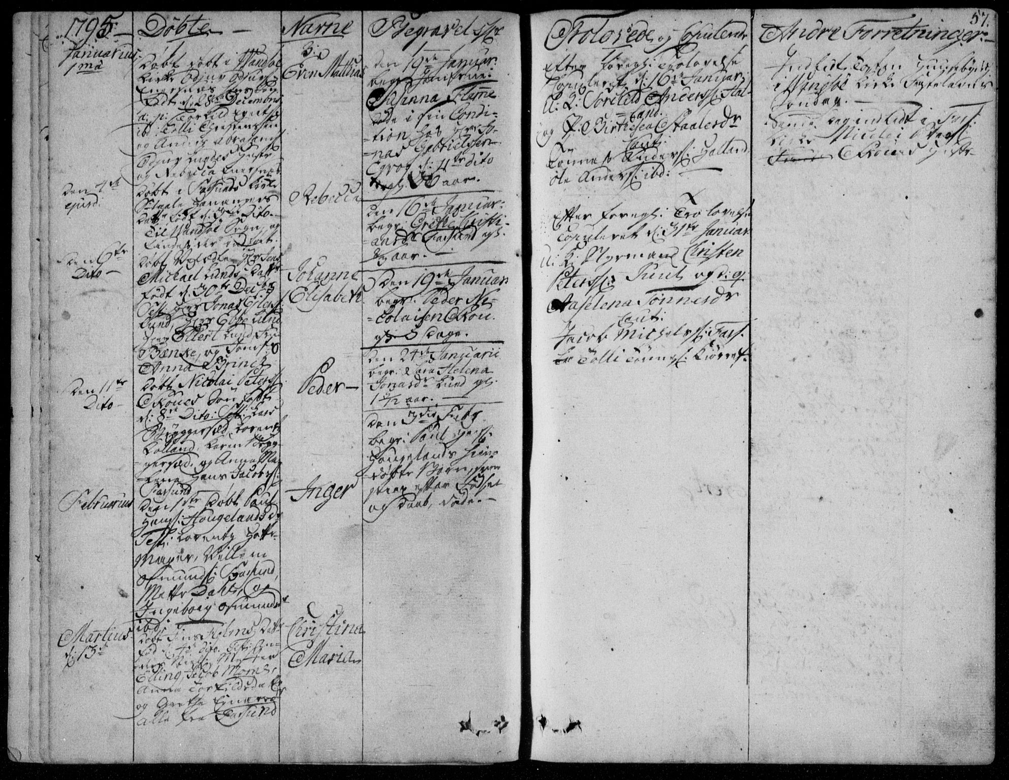 Farsund sokneprestkontor, SAK/1111-0009/F/Fa/L0001: Parish register (official) no. A 1, 1784-1815, p. 57