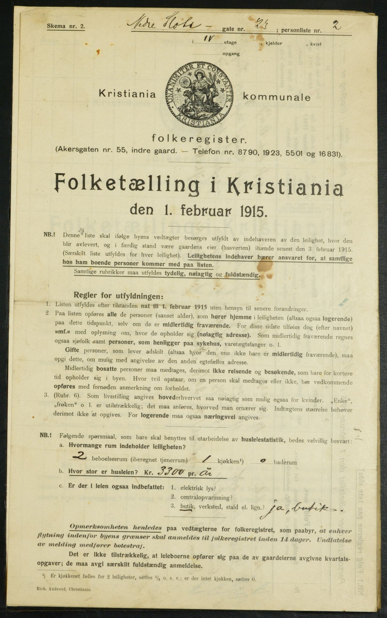 OBA, Municipal Census 1915 for Kristiania, 1915, p. 68958