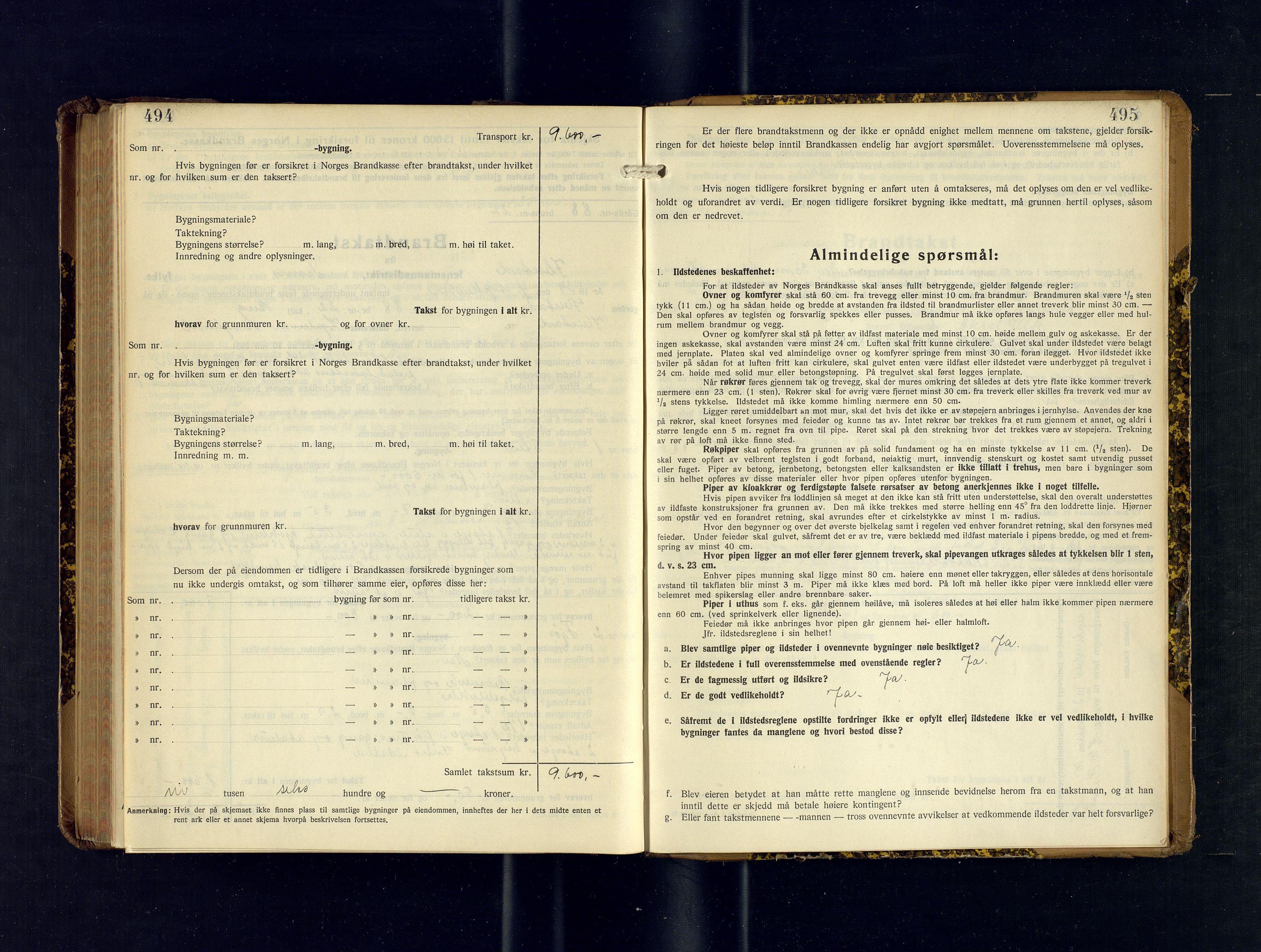 Ibestad lensmannskontor, AV/SATØ-S-1499/F/Fv/Fvh/L0284: Branntakstprotokoller, 1937-1939, p. 494-495