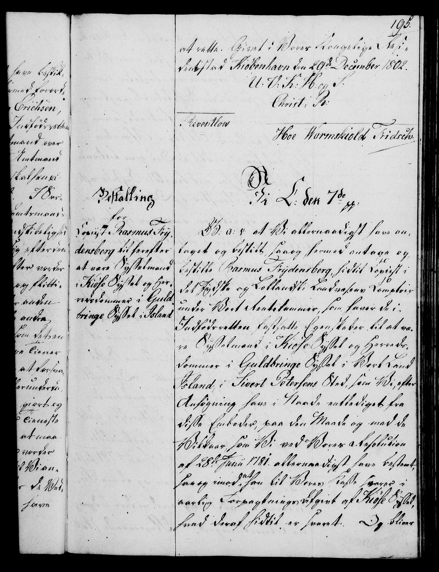 Rentekammeret, Kammerkanselliet, RA/EA-3111/G/Gg/Gge/L0006: Norsk bestallingsprotokoll med register (merket RK 53.30), 1773-1814, p. 195